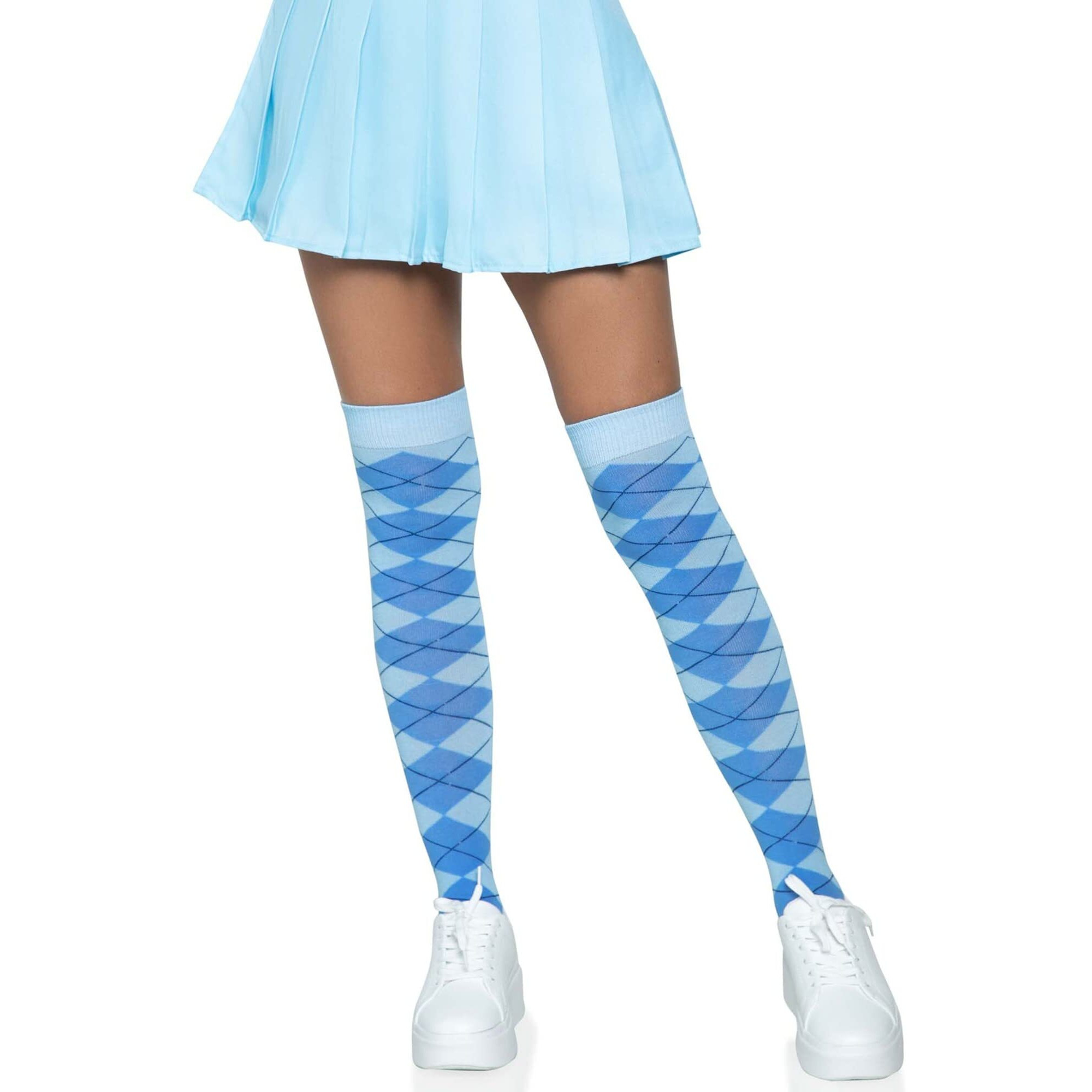 Leg Avenue womens Argyle Knit Over the Knee Socks. Tights, Blue, One Size US