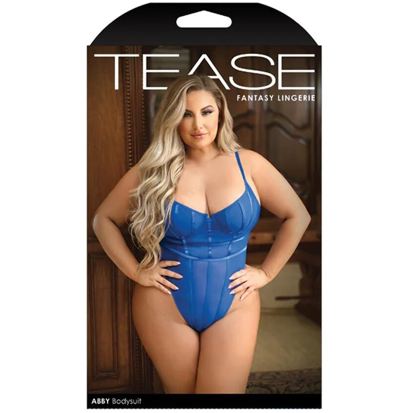 Fantasy Lingerie TeaseAbby BodysuitSnapClos Blu 1X2X B638 1X/2X