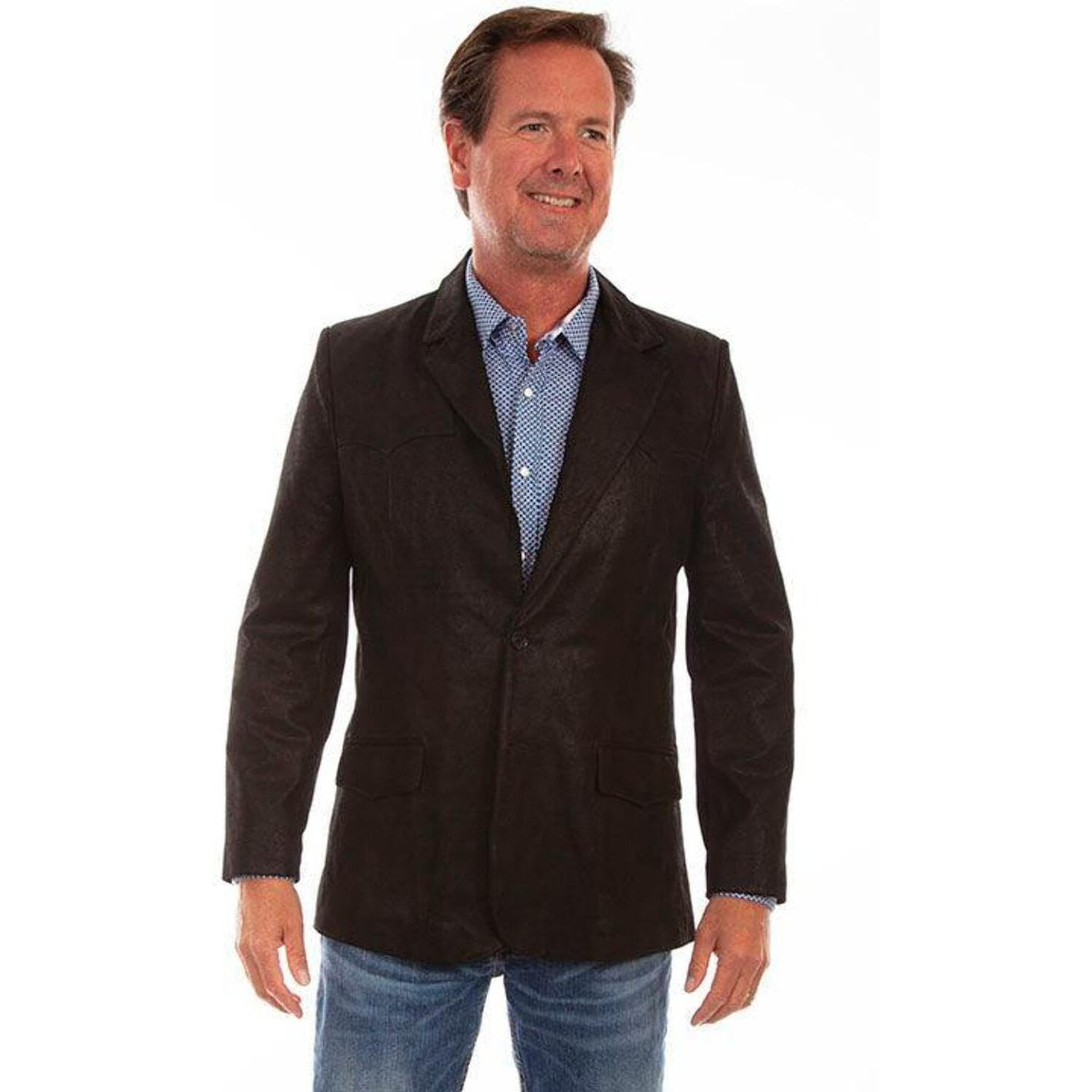 Scully Western Jacket Mens Leather Button Blazer 54 L Black F0_602