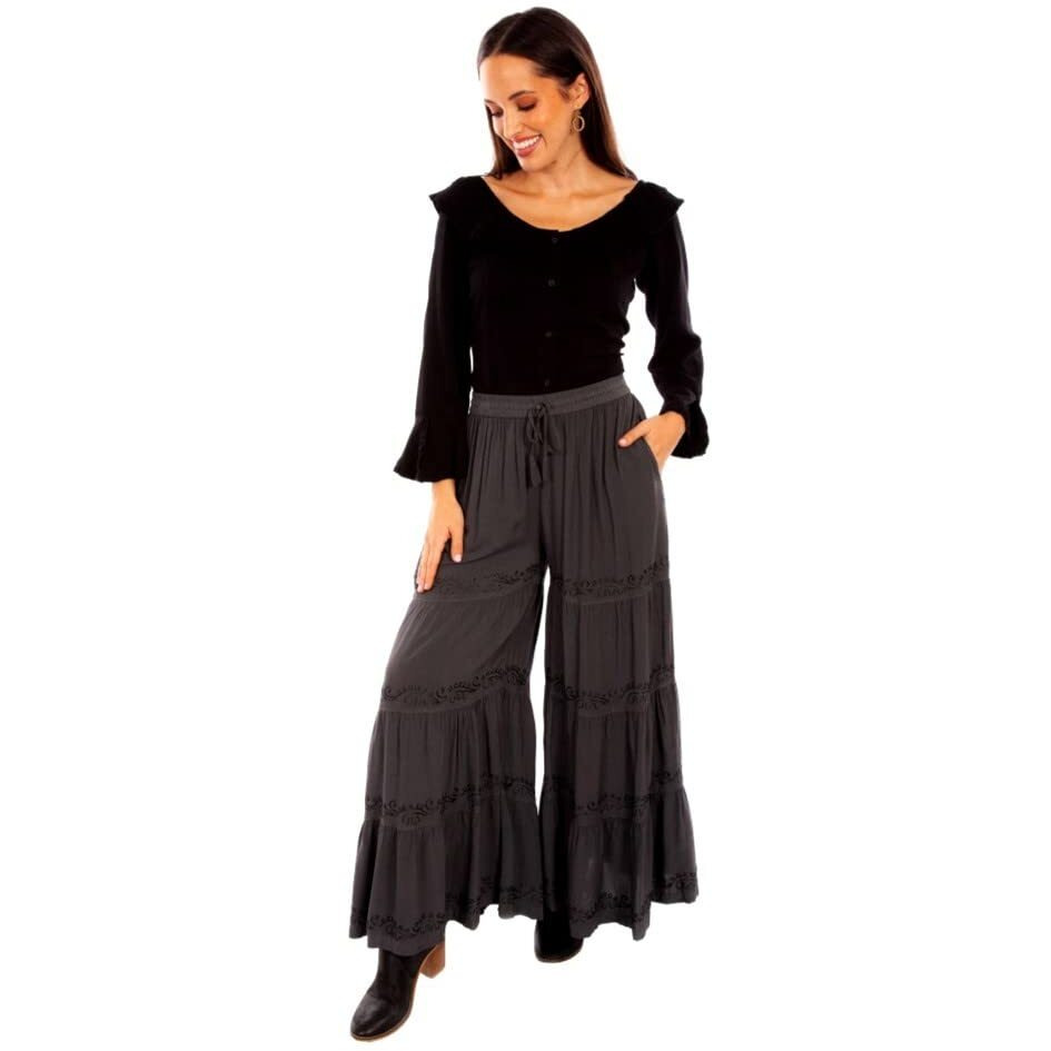 Scully Western Pants Womens Palazzo Wide Leg XXL Gun Metal F0_HC867