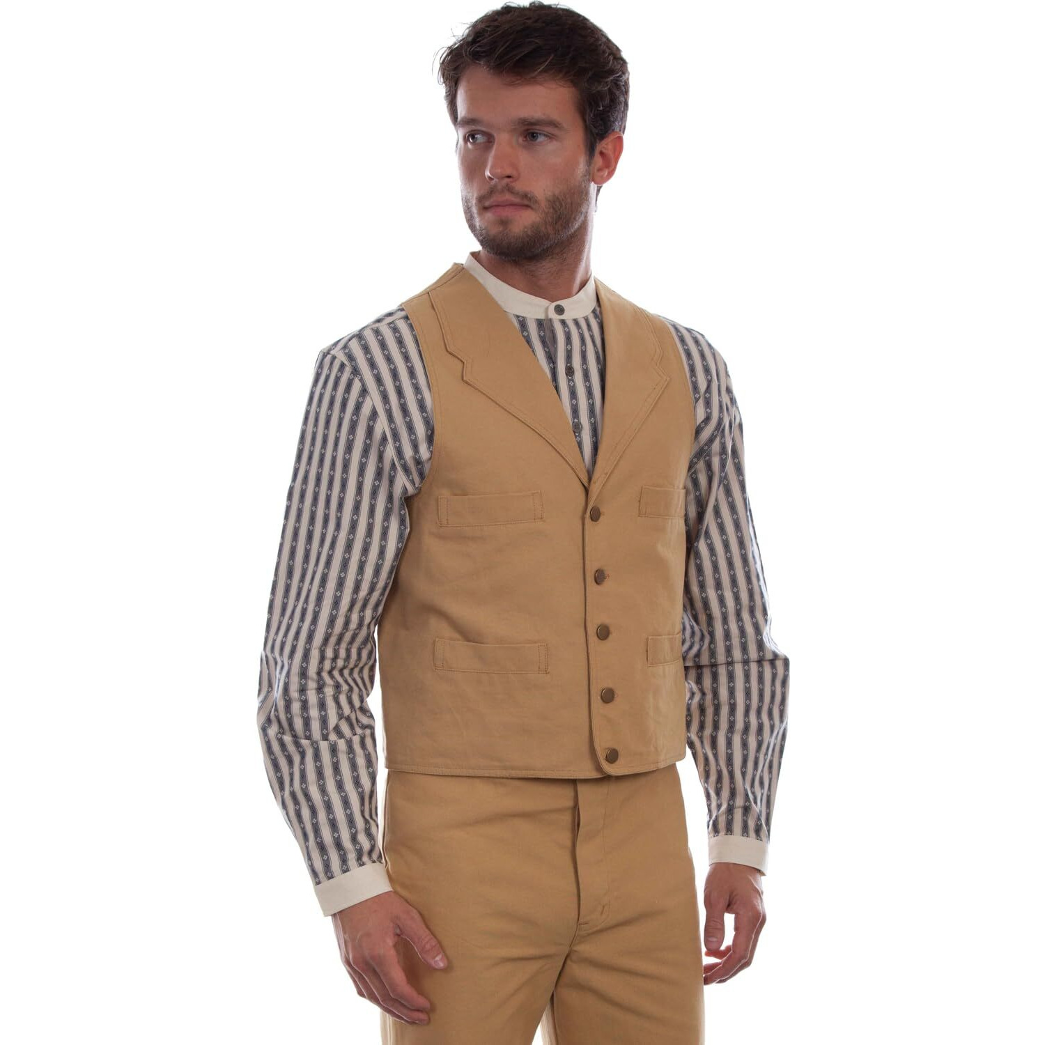 Scully Western Vest Mens Lined Button Cotton Canvas 3X Wheat F0_RW041