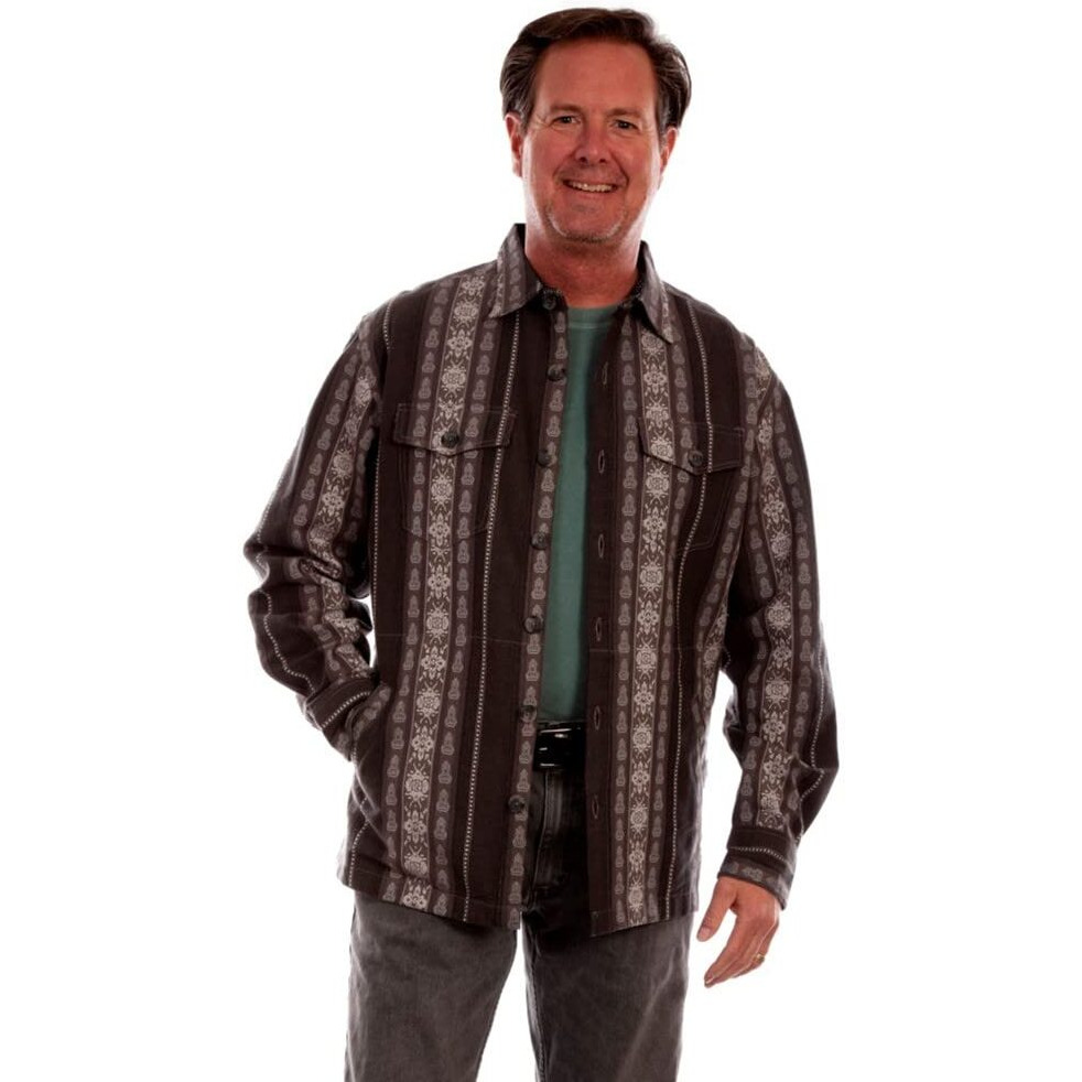 Scully Western Jacket Mens Jacquard Shirt Jac S Charcoal F0_5335