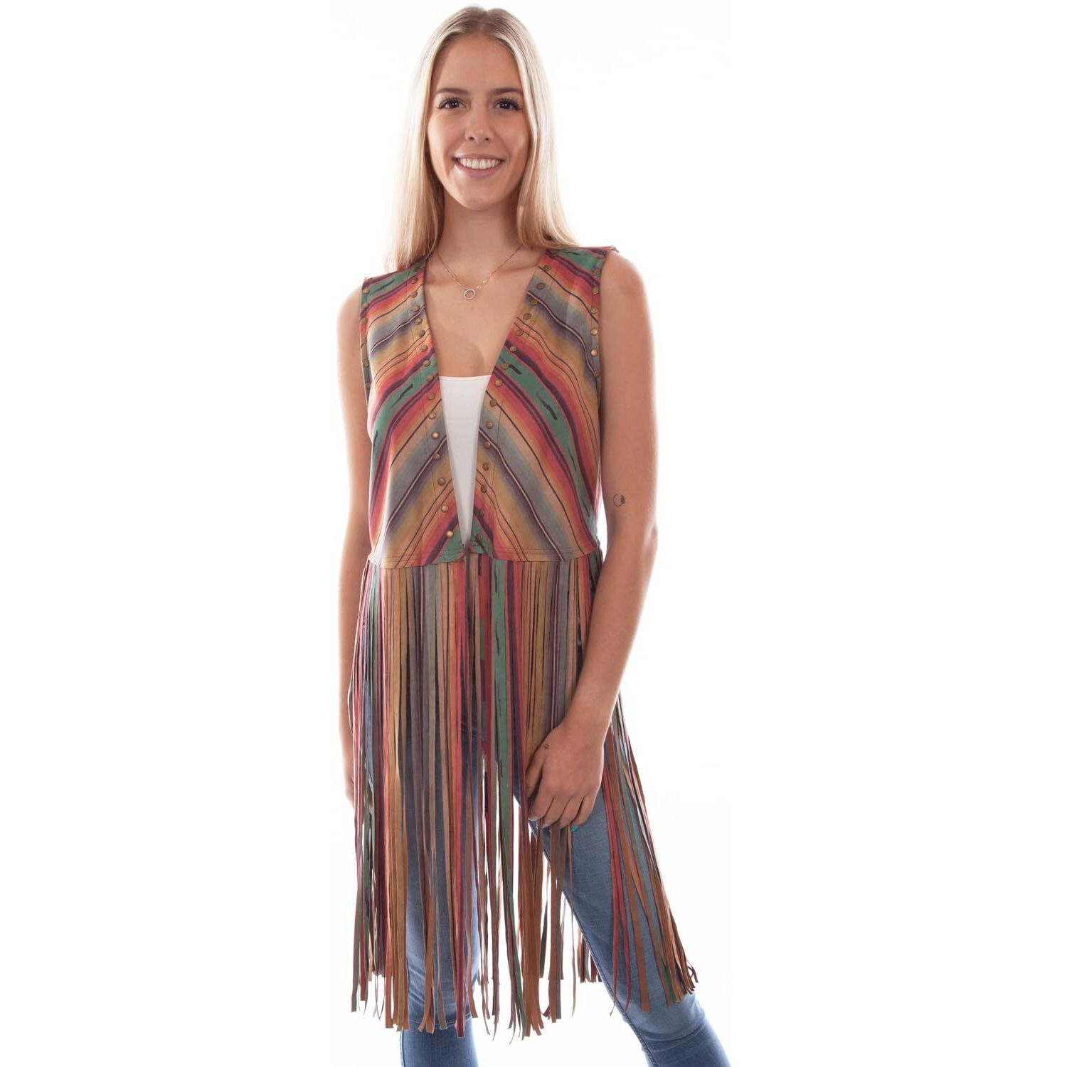Scully Western Vest Womens Microfiber Fringe XL Serape F0_HC764