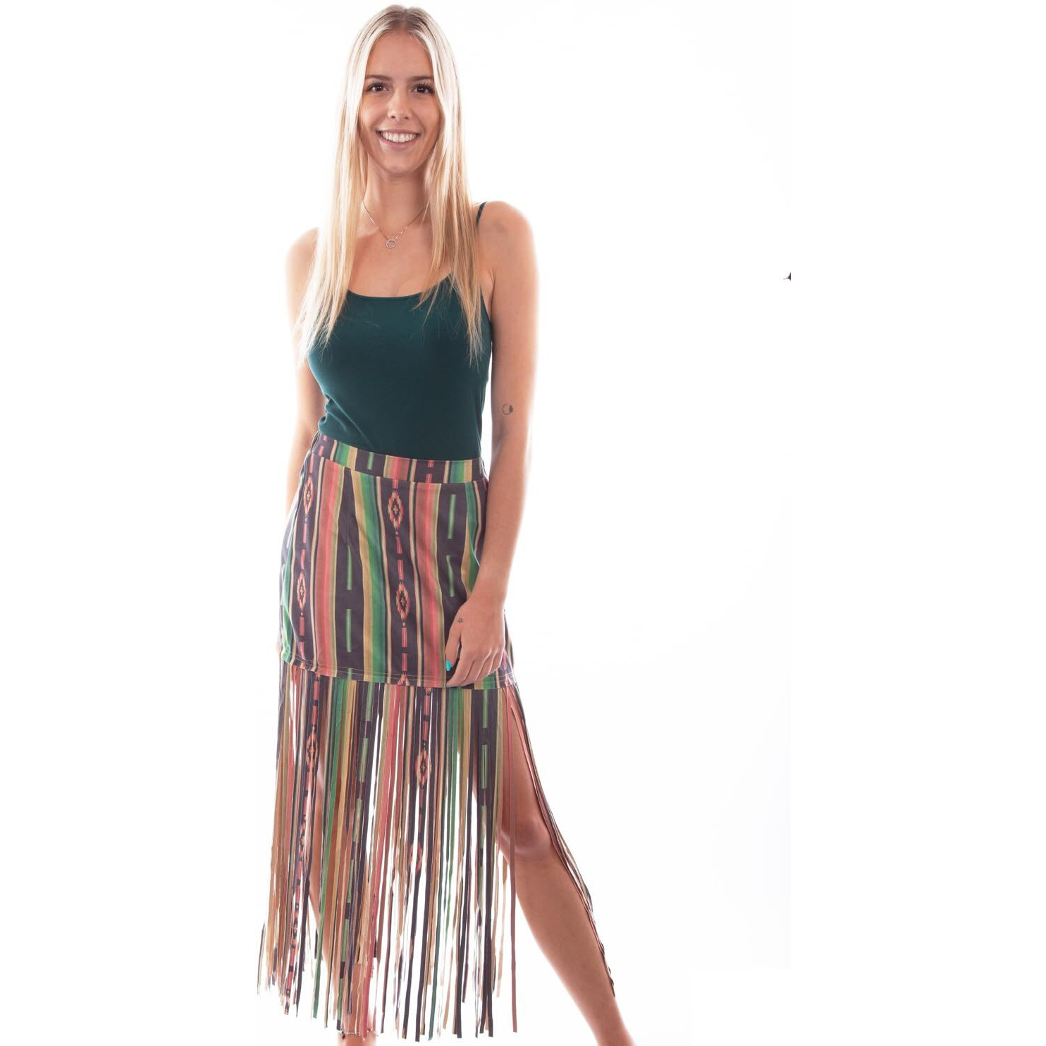 Scully Western Skirt Womens Microfiber Fringe L Serape F0_HC765