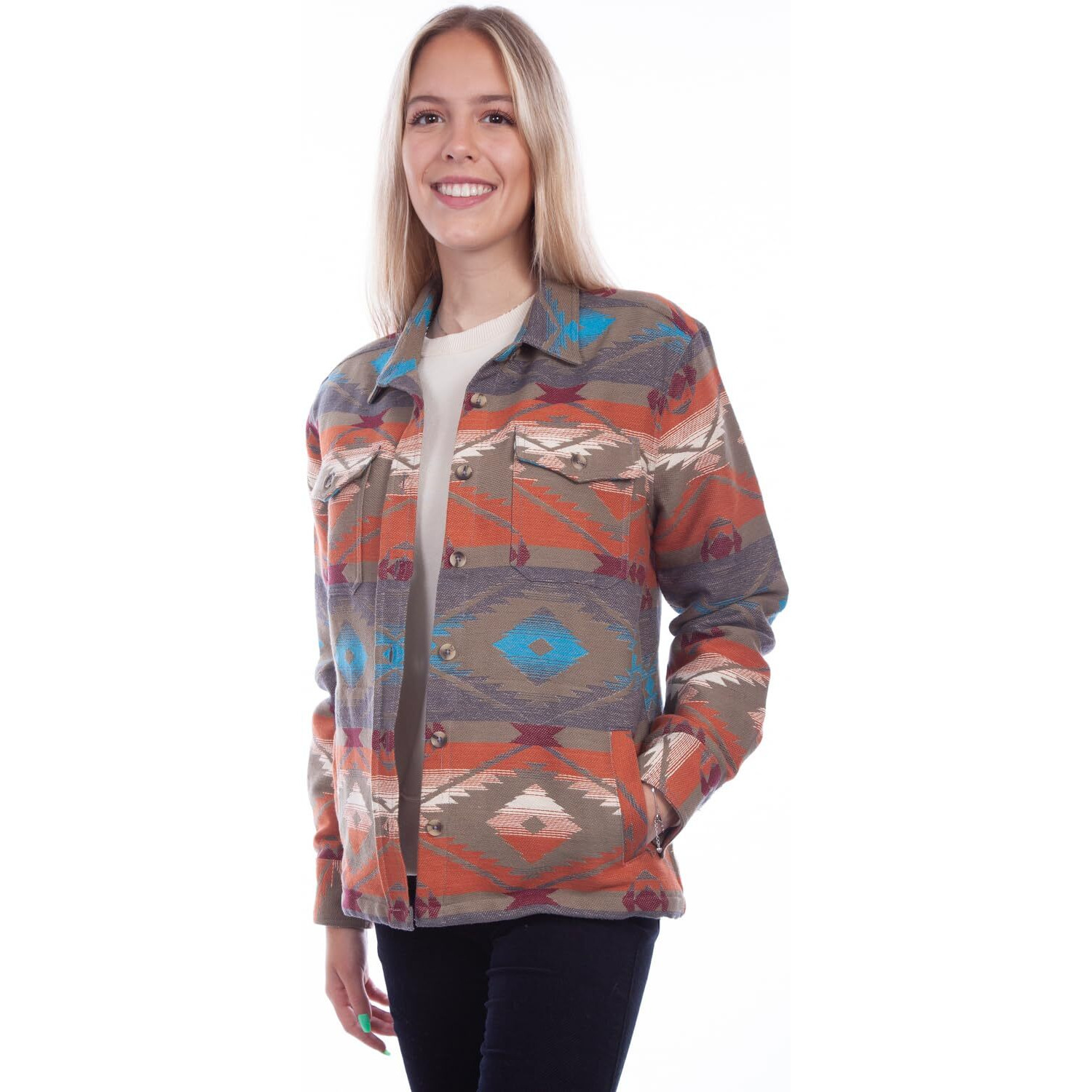 Scully Western Jacket Womens Southwest Shirt Jac XXL Olive F0_HC748