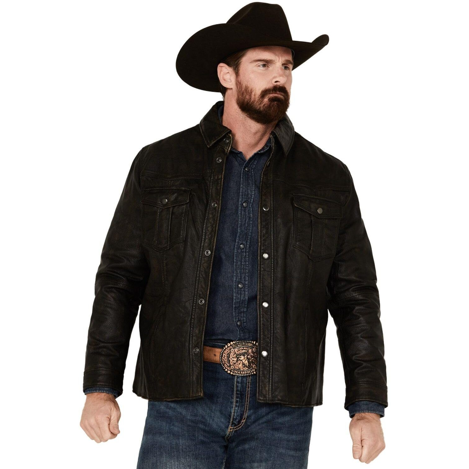 Scully Western Jacket Mens Snap Front Leather Collar 3X Black F0_2039
