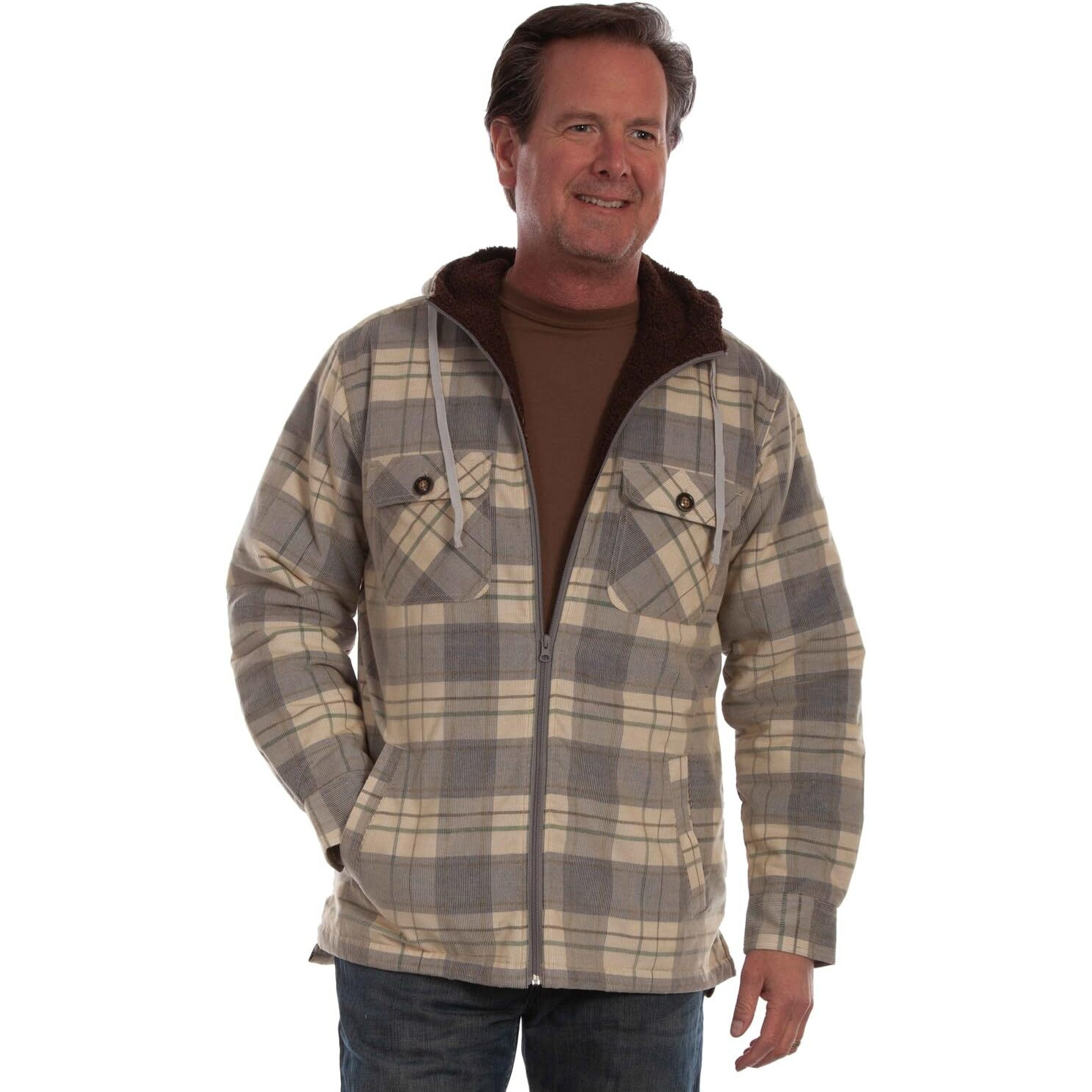 Scully Western Jacket Mens Lined Corduroy Plaid XL Blue Tan F0_5331