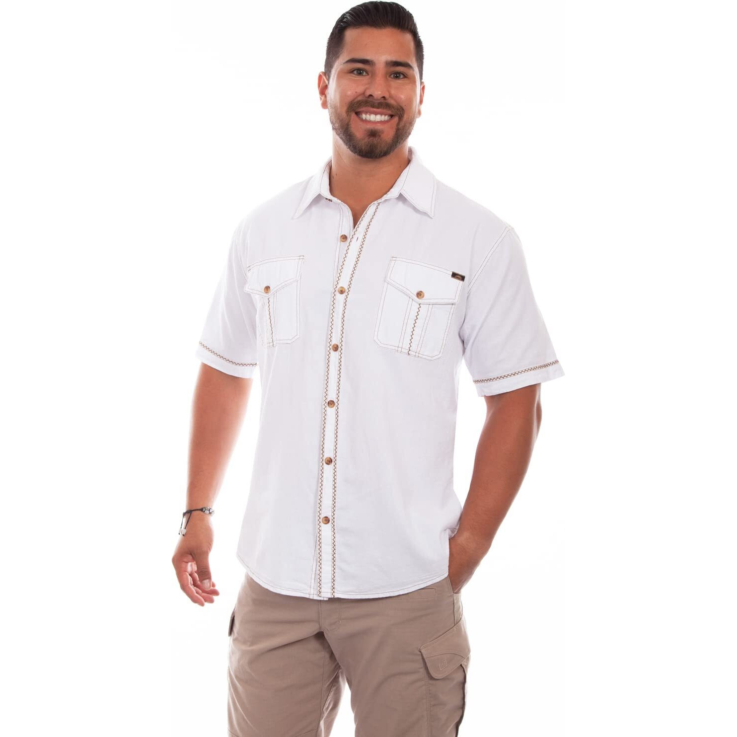 Scully Mens White 100% Cotton Voyager S/S Shirt 2X