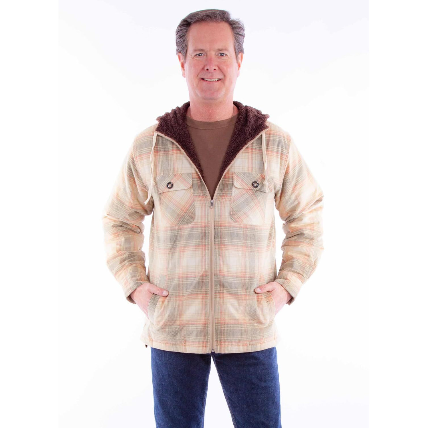 Scully Western Jacket Mens Sherpa Lined Corduroy L Tan Red F0_5355