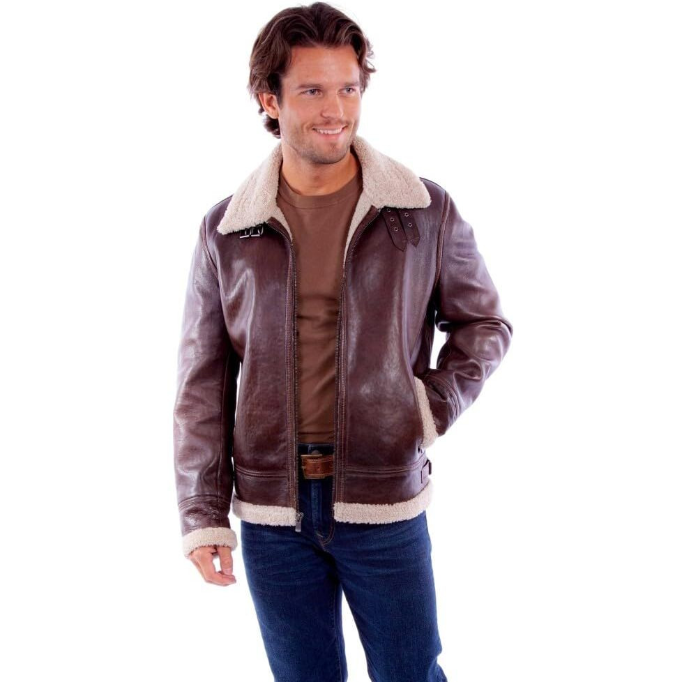 Scully Men's Sherpa Lined Leather Jacket - 2049-702 XX- US