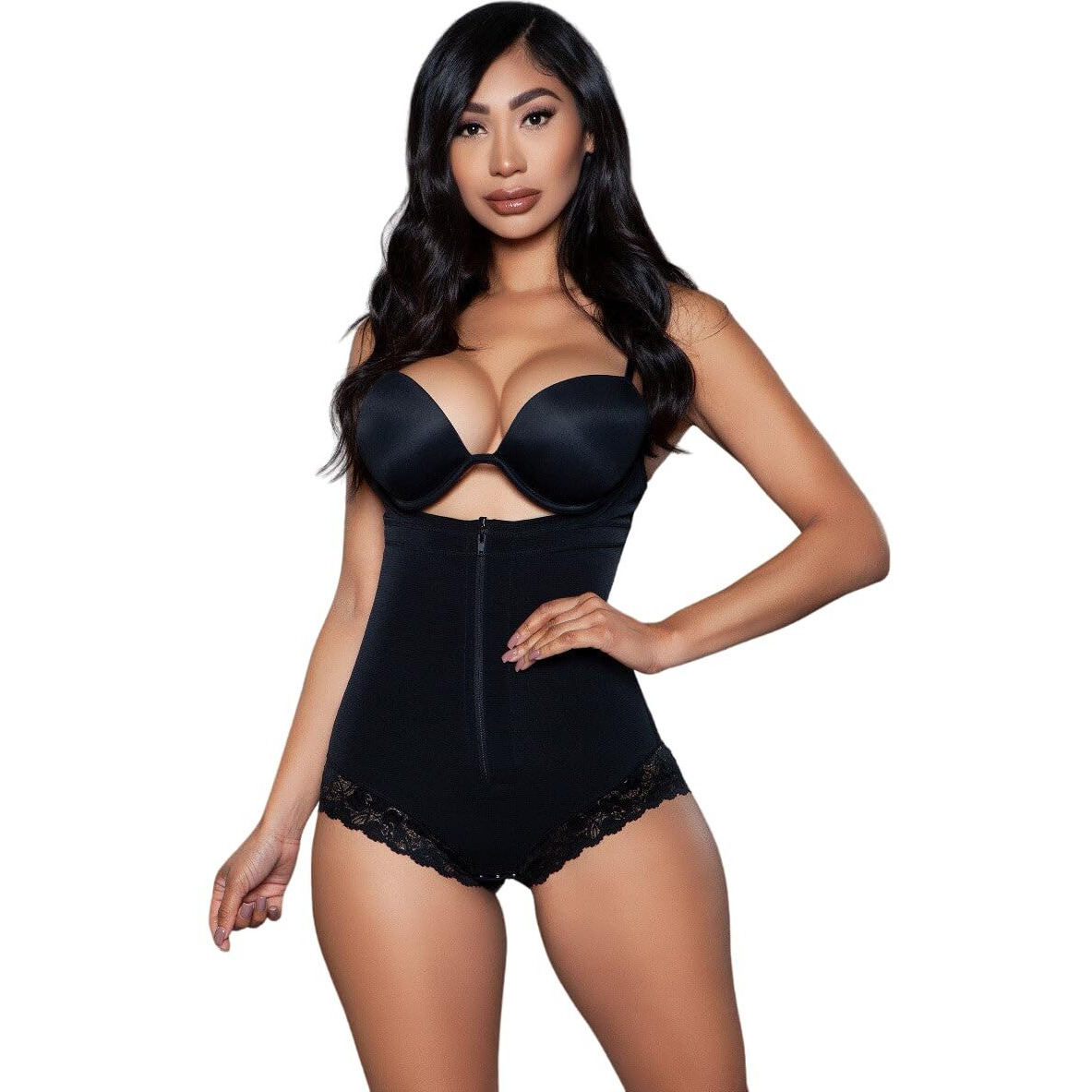 Be Wicked Womens Tummy Control Bodysuit, 3X-4X, Black