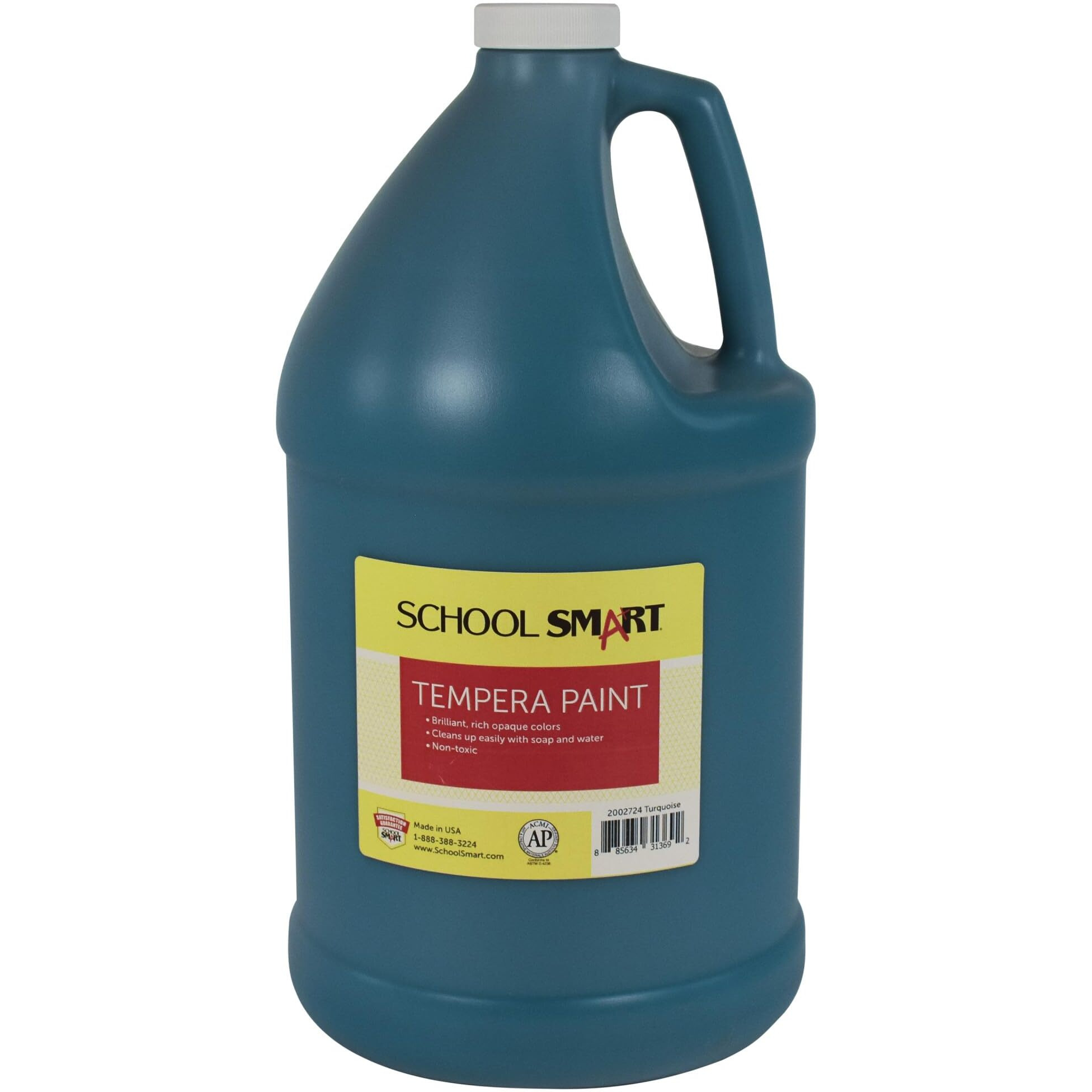 School Smart Tempera Paint, Turquoise, 1 Gallon Bottle