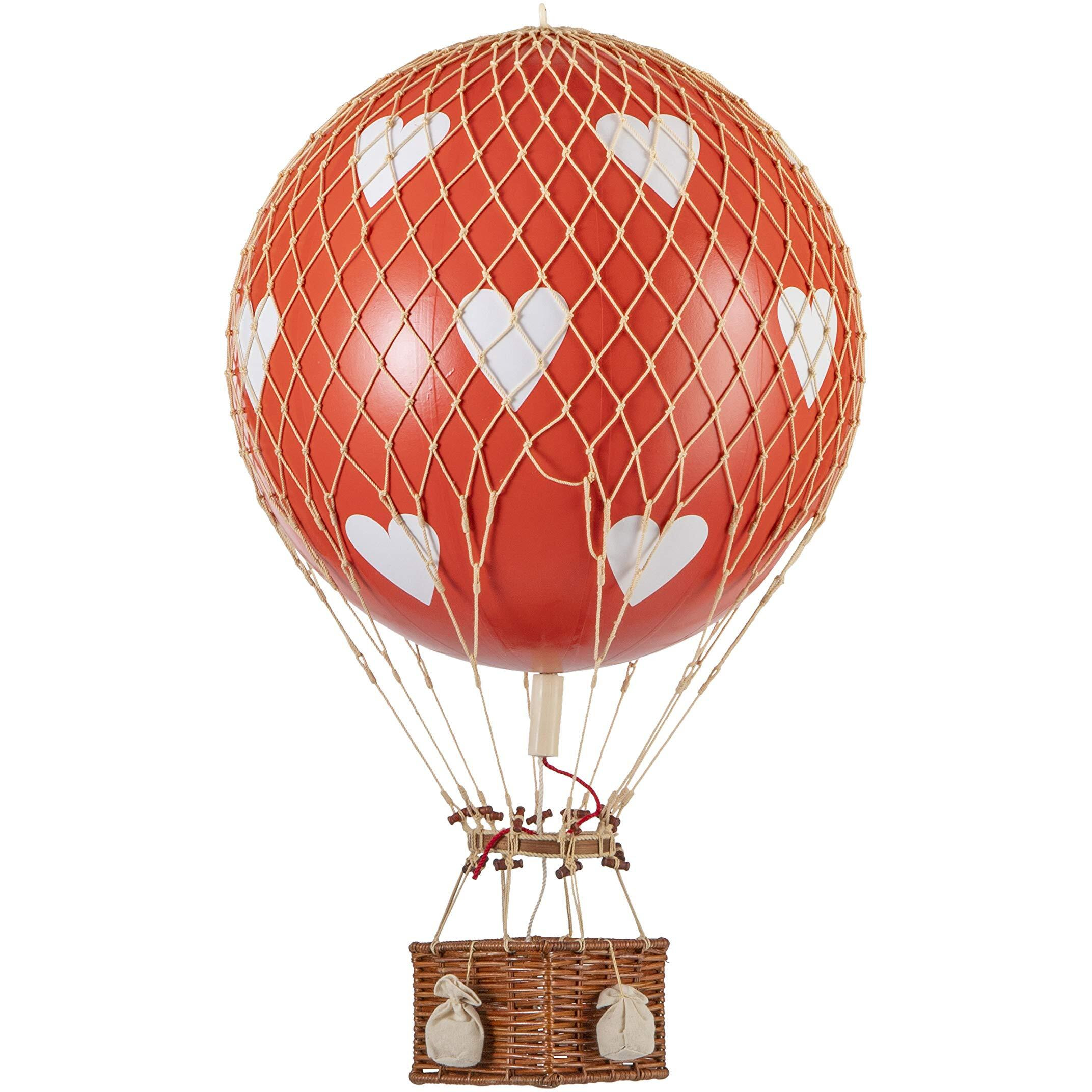 Authentic Models, Royal Aero Air Balloon, Hanging Home Decor - 22 Inch Height, Historic Hot Air Balloon Model for Home Decor, Detailed Vintage Decorations to Hang from Ceiling - Red Heart