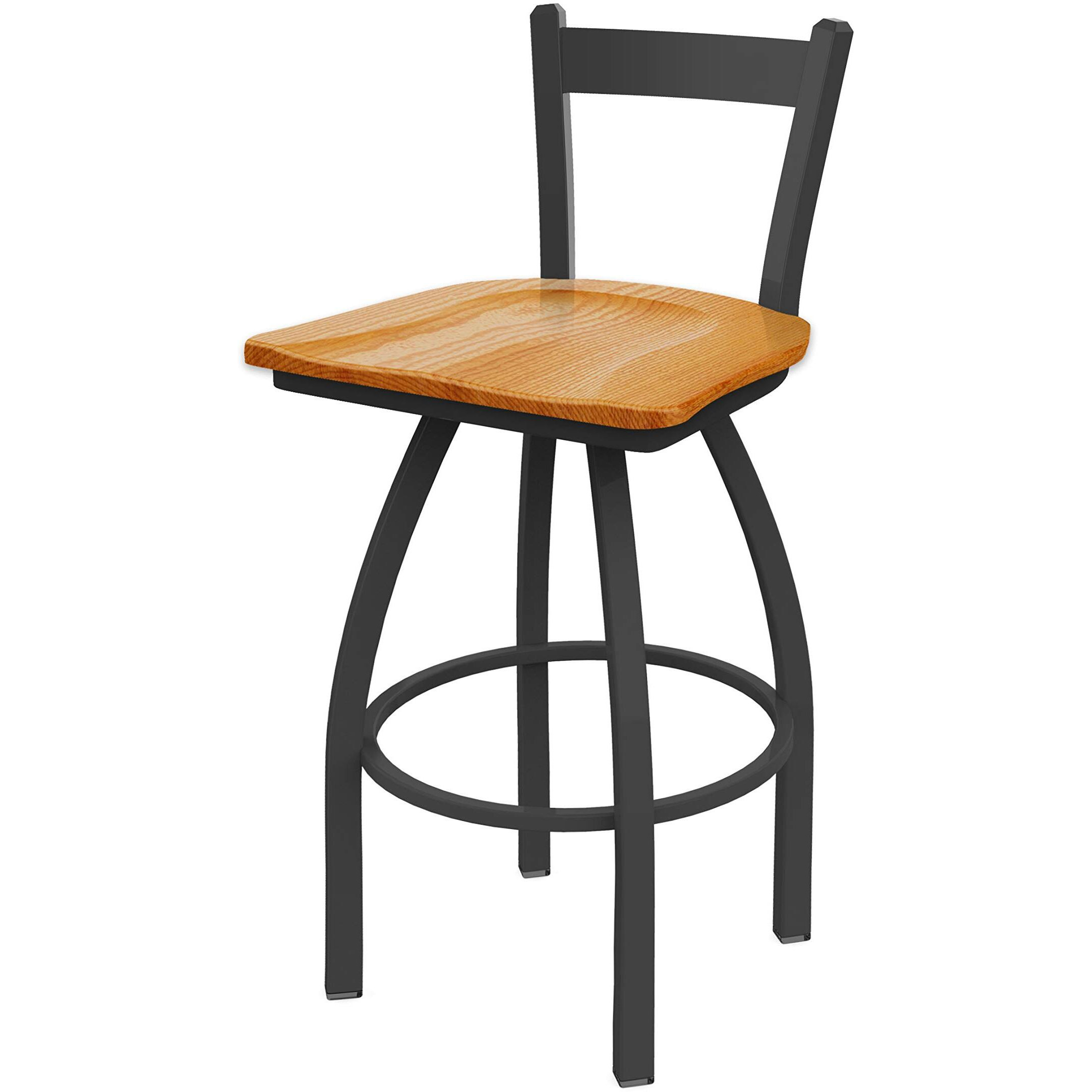 821 Catalina 25" Low Back Swivel Counter Stool with Pewter Finish and Medium Oak Seat