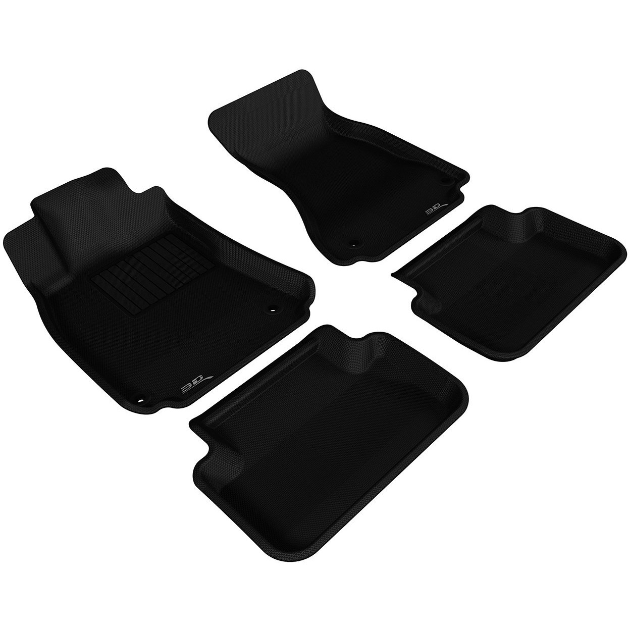 3D MAXpider Custom Fit Kagu Floor Mat (Black) Compatible with Audi A4 / S4 (B8) 2009-2016 - Full Set