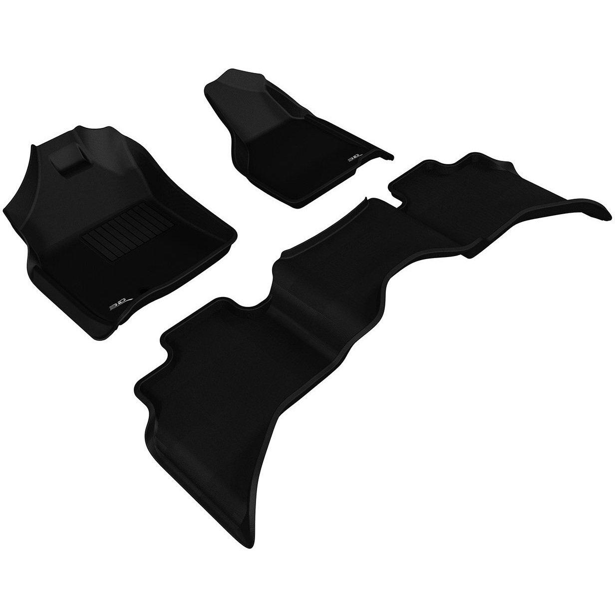 3D MAXpider Complete Set Custom Fit All-Weather Floor Mat for Select Dodge Ram 1500 Models - Kagu Rubber (Black)