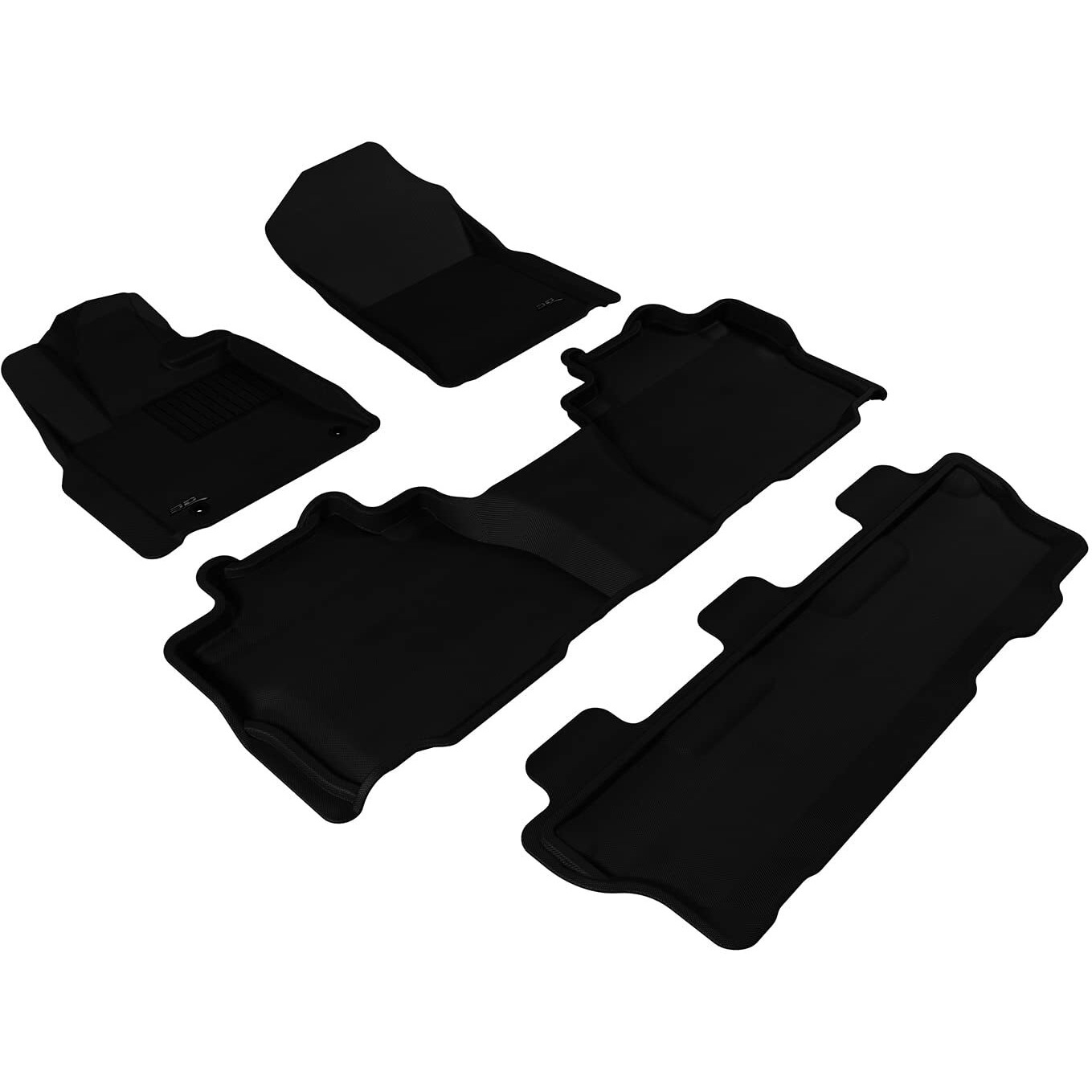3D MAXpider L1TY15201509 All-Weather Floor Mats Compatible with Toyota Sequoia (2nd Row Bench Seat) 2012-2021 Custom Fit Car Floor Liners, Kagu Series (1st 2nd & 3rd Row, Black)