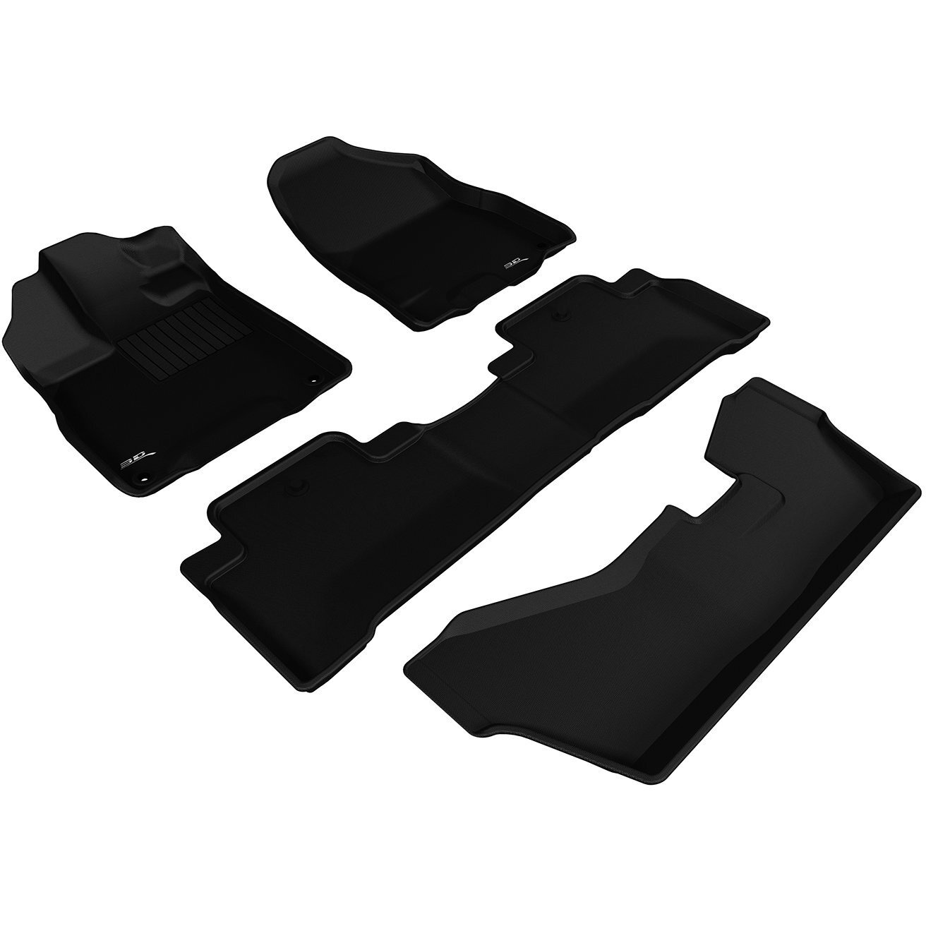 3D MAXpider Custom Fit Kagu Floor Mat (Black) Compatible with Acura MDX 7-Seat 2014-2020 - Full Set