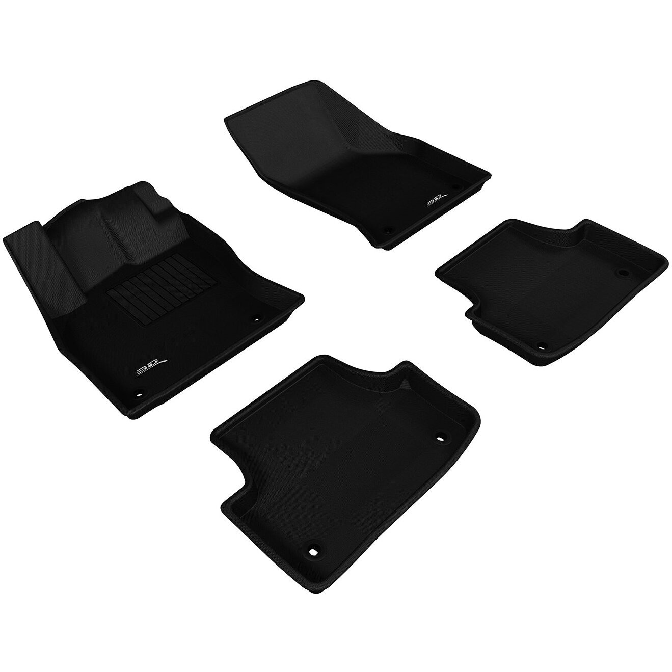 3D MAXpider All-Weather Floor Mats for Audi A3 / S3 Sedan 2015-2020 / A3 Sportback E-TRON 2016-2019 / RS3 2017-2020 Custom Fit Car Floor Liners, Kagu Series (1st & 2nd Row, Black)