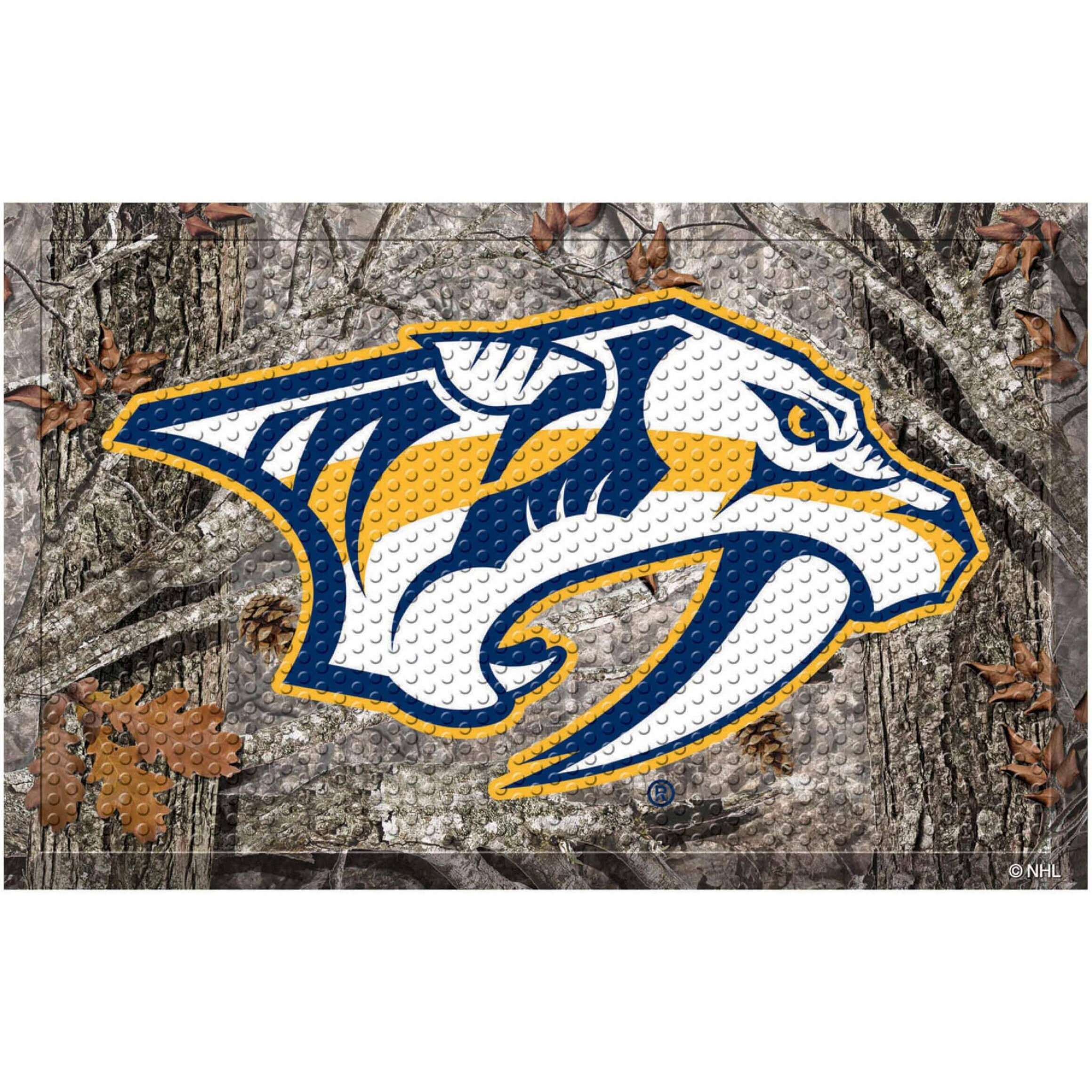 FANMATS 19155 Nashville Predators Rubber Scraper Door Mat, Camo Color