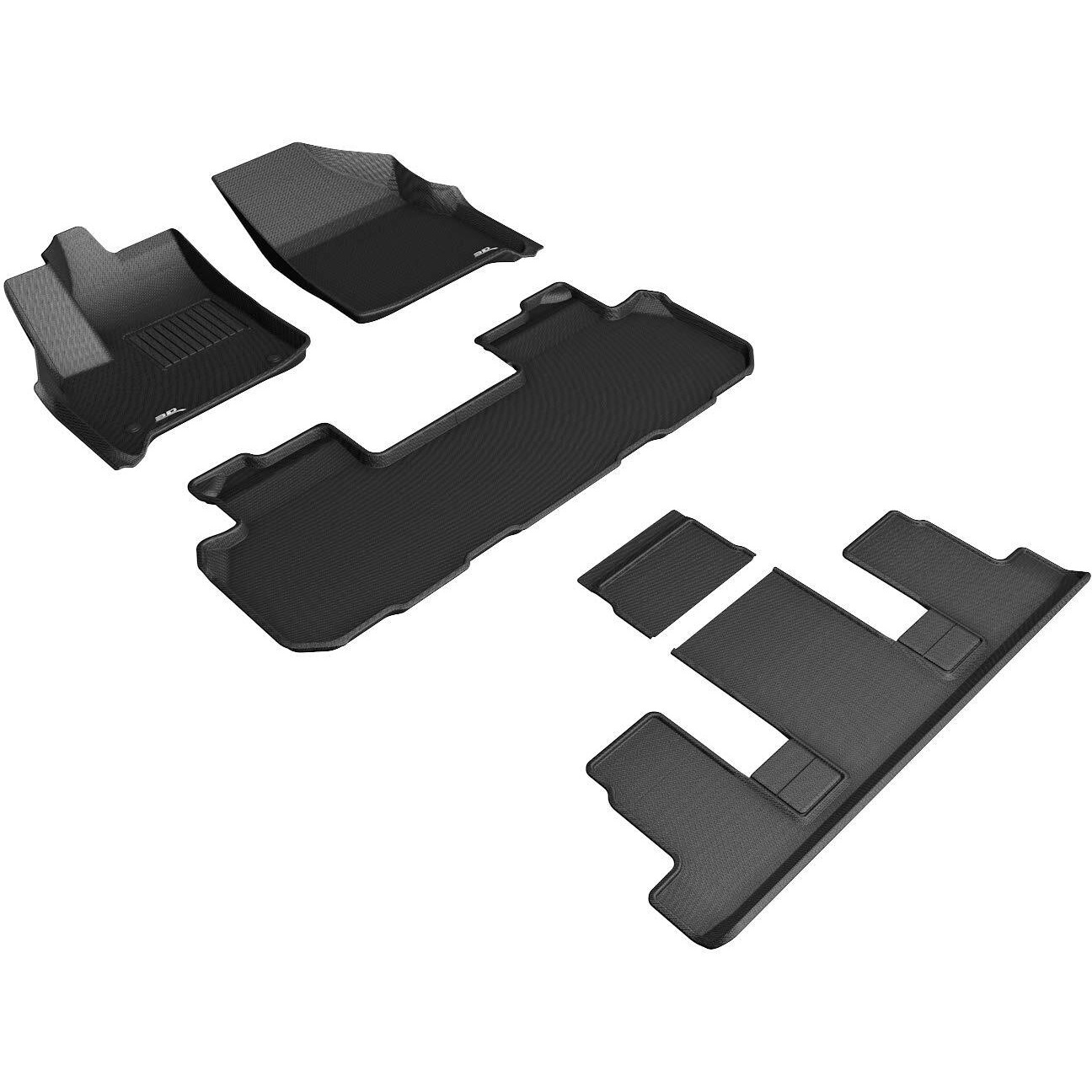 3D MAXpider Custom Fit Kagu Floor Mat (Black) Compatible with Chevrolet Traverse 2018-2023 Second Row Bucket Seat - Full Set