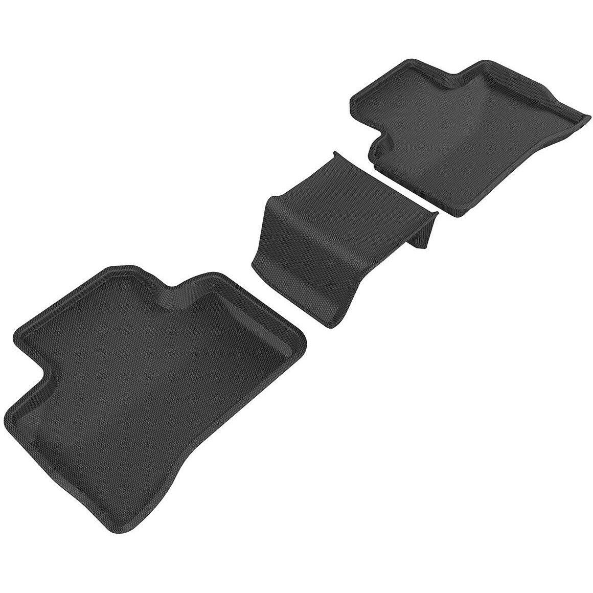 3D MAXpider Second Row Custom Fit All-Weather Floor Mat for Select Mercedes-Benz GLC-Class (X205) Models - Kagu Rubber (Black)