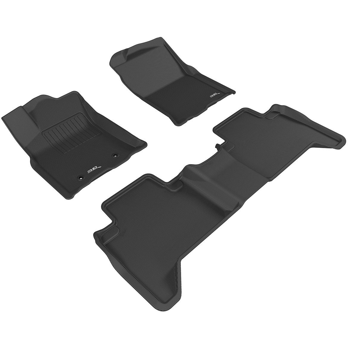 3D MAXpider Custom Fit Kagu Floor Mat (Black) Compatible with Toyota Tacoma Double Cab (Passenger's Side No Retention) 2016-2023 - Full Set