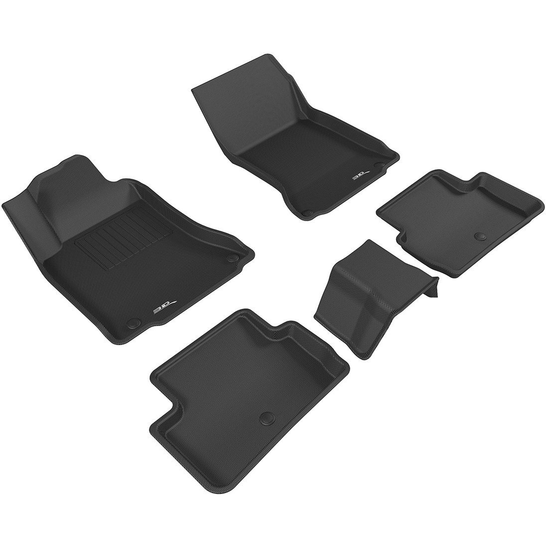 3D MAXpider L1IN02501509 Complete Set Custom Fit All-Weather Floor Mat for Select Infiniti QX30 Models - Kagu Rubber (Black)
