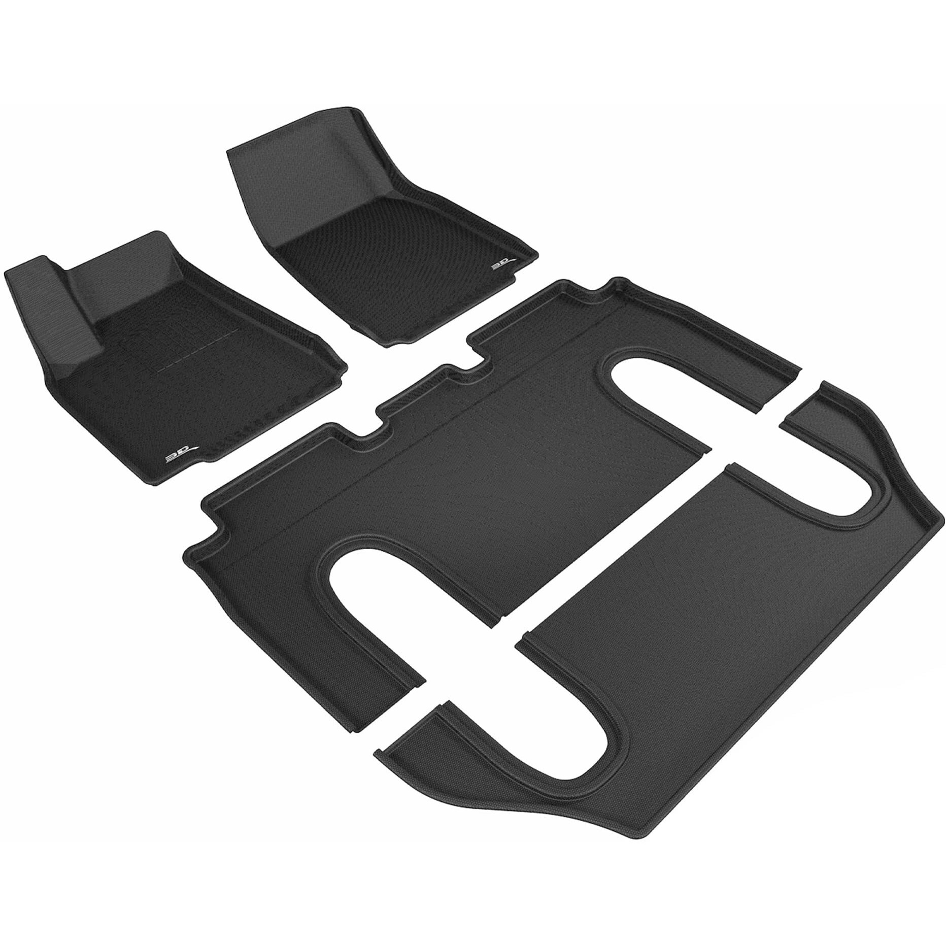 3D MAXpider Custom Fit Kagu Floor Mat (Black) Compatible with Tesla Model X Non-folding 6-Seat 2016-2021 - Full Set