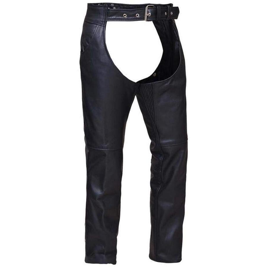 Unisex Jean Pocket Motorcycle Chaps with Spandex ,Black,Size - 2XL