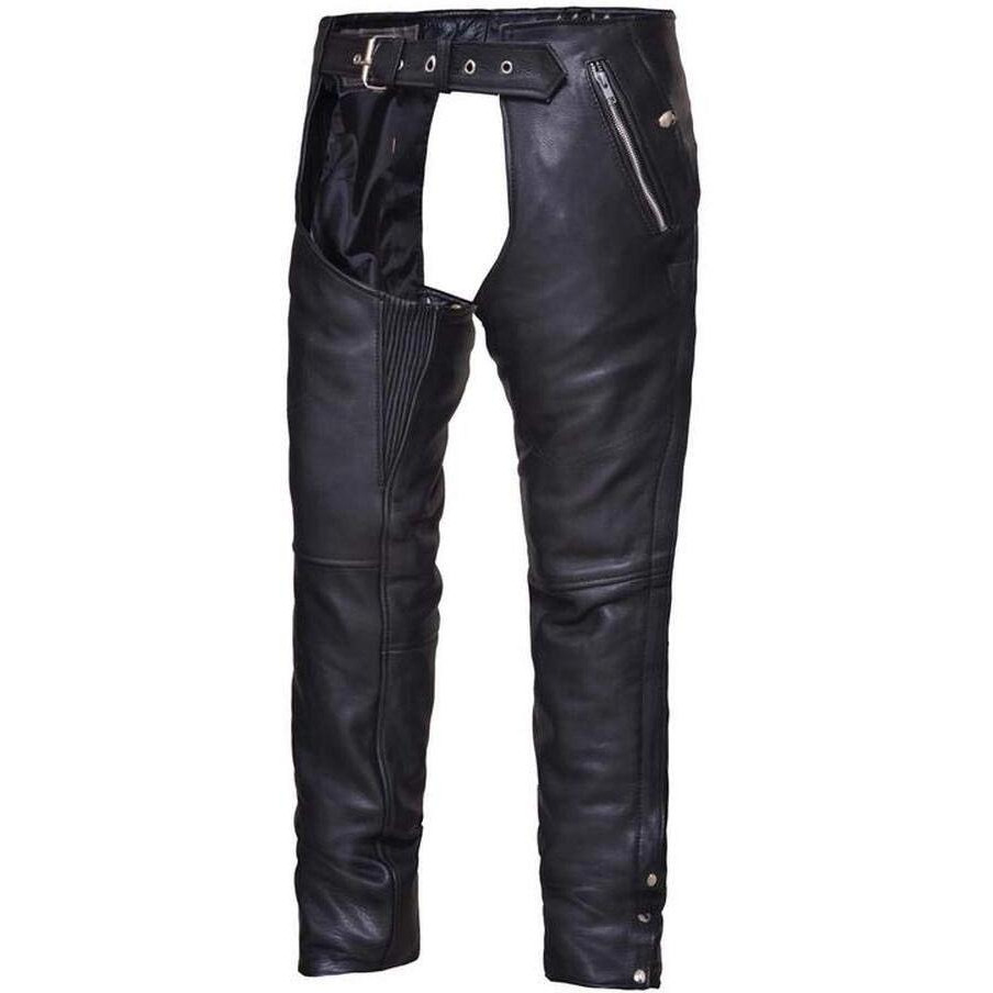 Unisex 4-Pocket Motorcycle Chaps with Snap out lliner,Black,Size - XS