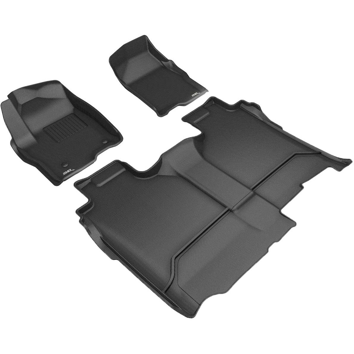 3D MAXpider Custom Fit Bucket Seats Kagu Floor Mat (Black, No Rear Carpet Storage) for GMC Sierra/Chevrolet Silverado 1500 Crew Cab 2019-2025, 2500HD/3500HD 2020-2025 - Full Set