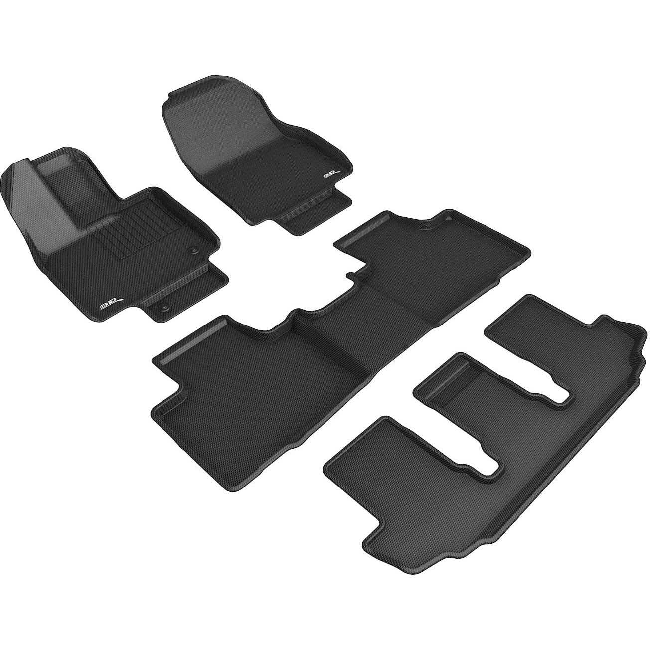 3D MAXpider Custom Fit Kagu Floor Mat (Black) for 2020-2022 Toyota Highlander - 1ST Row 2ND Row 3RD Row