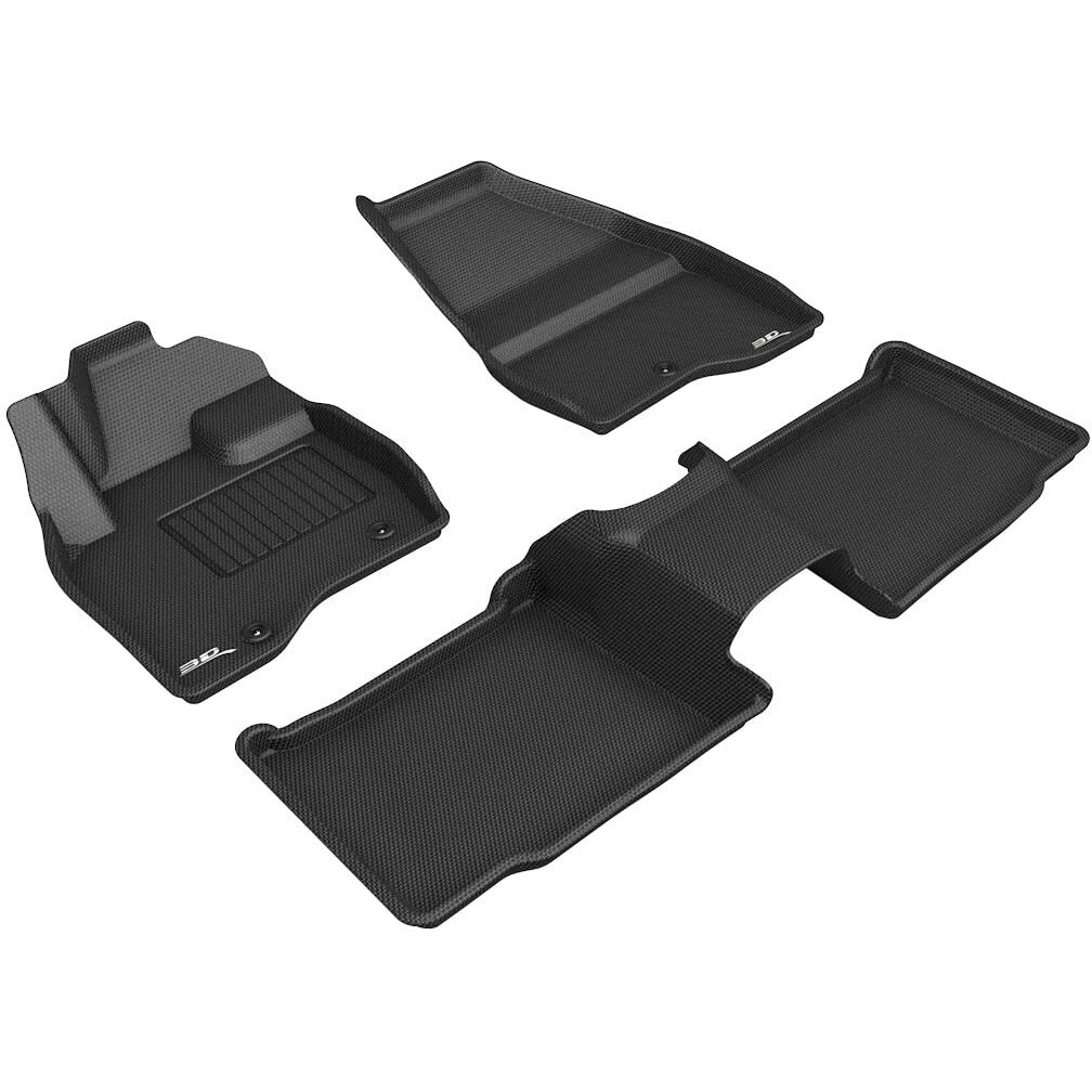 3D MAXpider 1st & 2nd Row for 2017-2019 Ford Explorer Kagu Black Custom Fit All-Weather Floor Mats