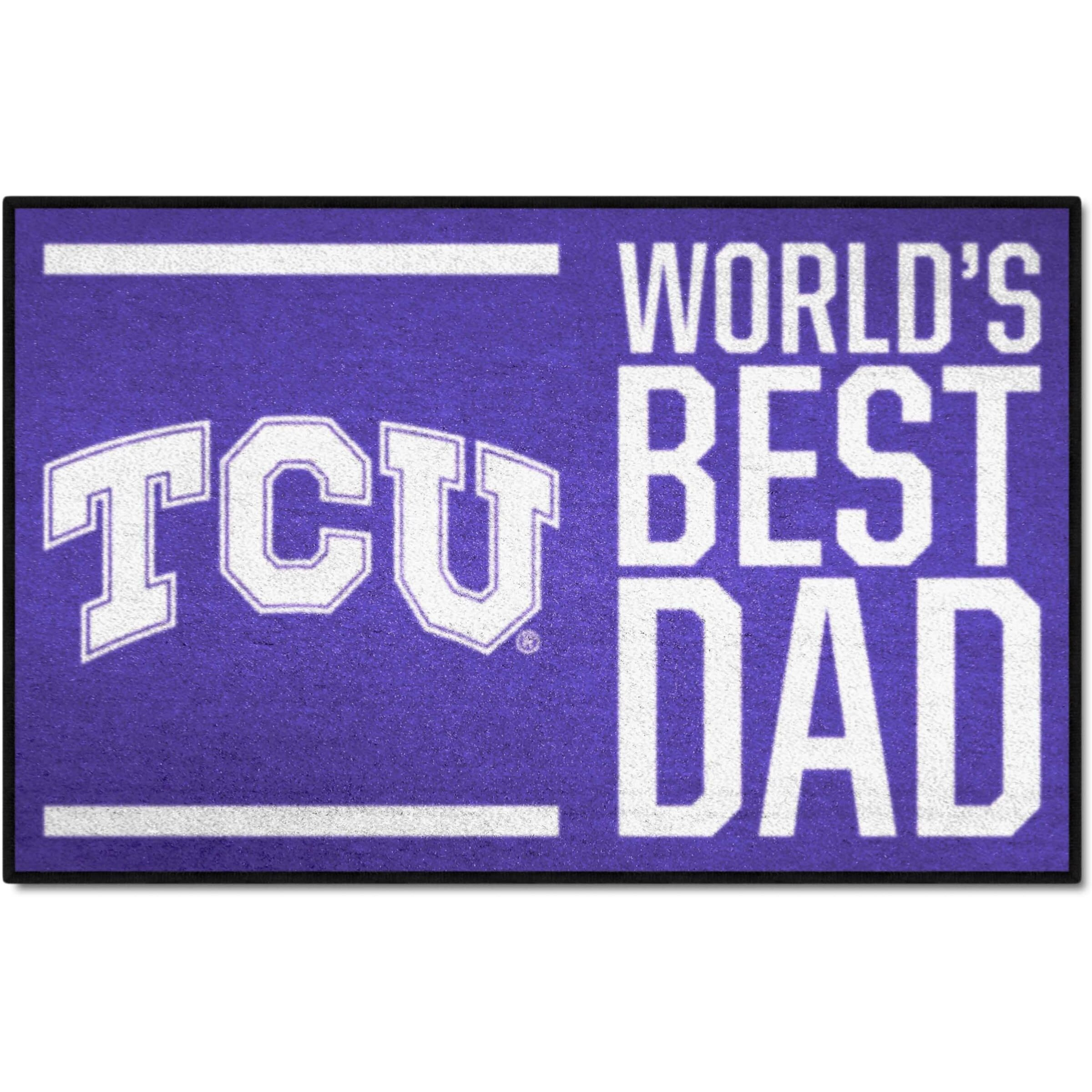 FANMATS 31218 Texas Christian University Starter Mat Accent Rug - 19in. x 30in. | Sports Fan Home Decor Rug and Tailgating Mat World's Best Dad Starter Mat