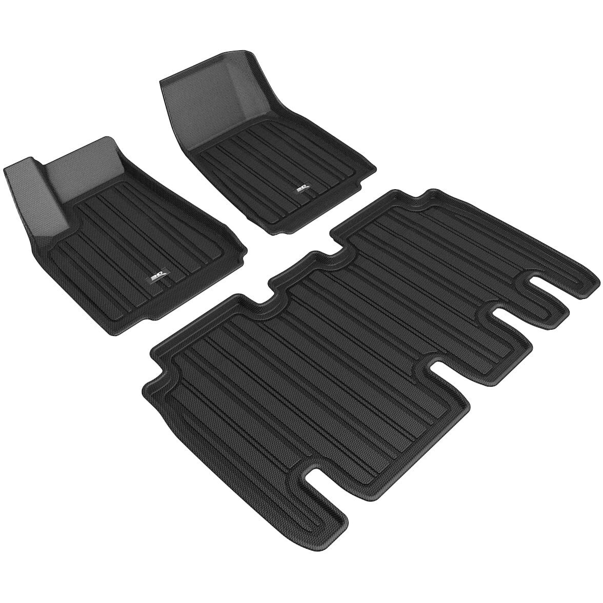 3D MAXpider Custom Fit Elitect Floor Mat (Black) Compatible with Tesla Model X 5-Seat 2016-2021 - Full Set