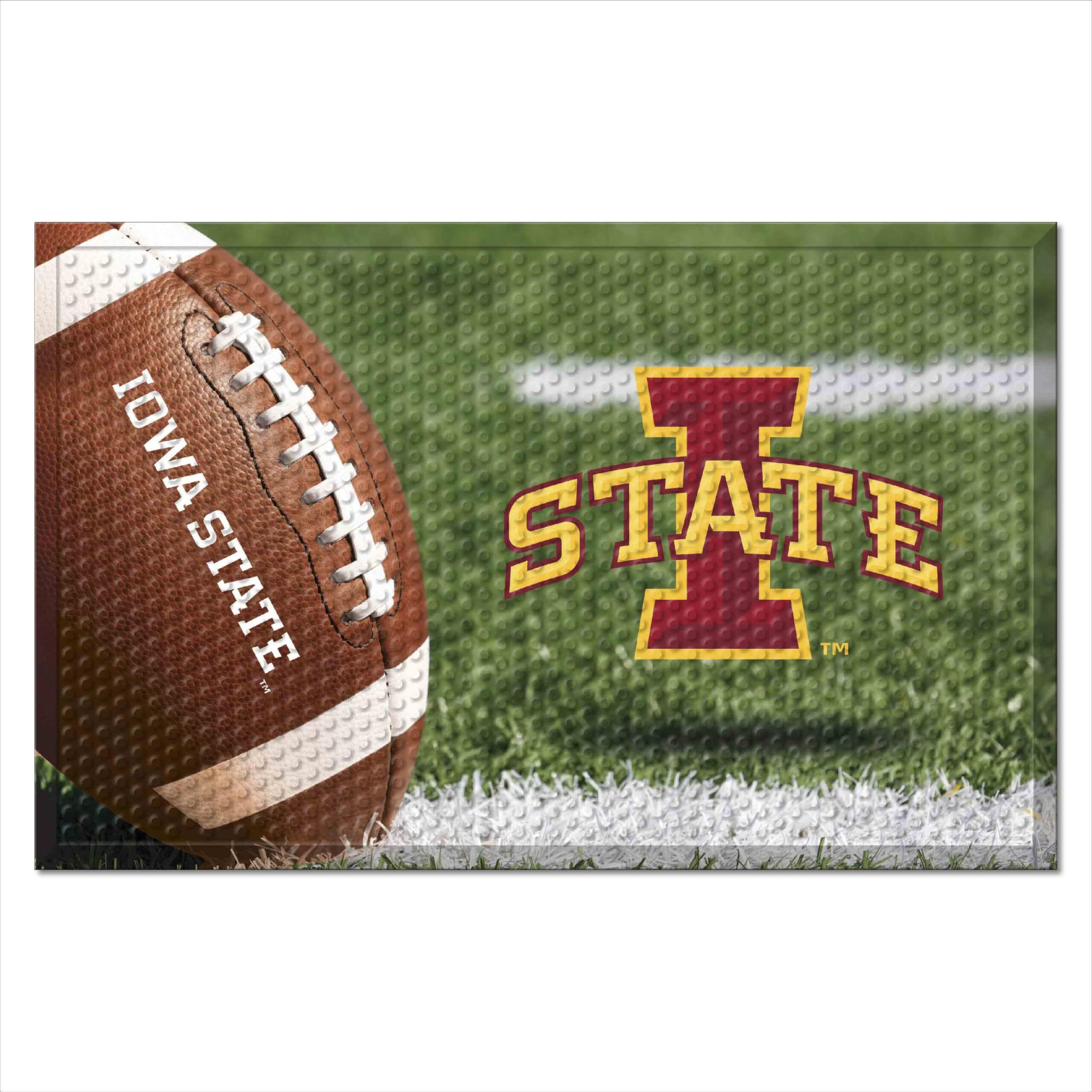 FANMATS 32860 Iowa State Rubber Scraper Door Mat