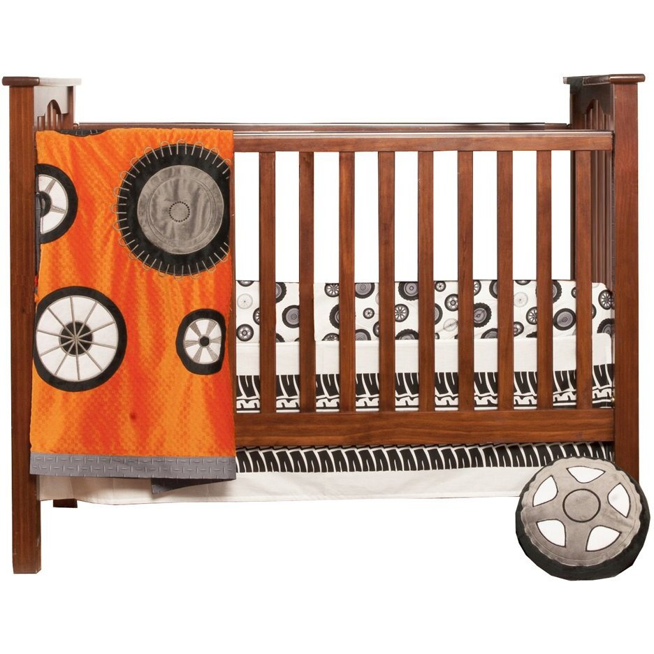 One Grace Place Teyo's Tires 3 Piece Infant Set, Black/White/Grey/Orange