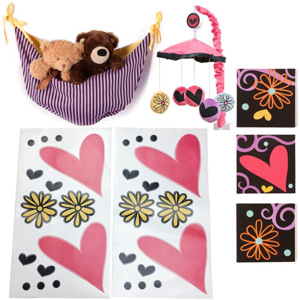 One Grace Place Sassy Shaylee Infant Accessory Set, Black, Pink and Purple