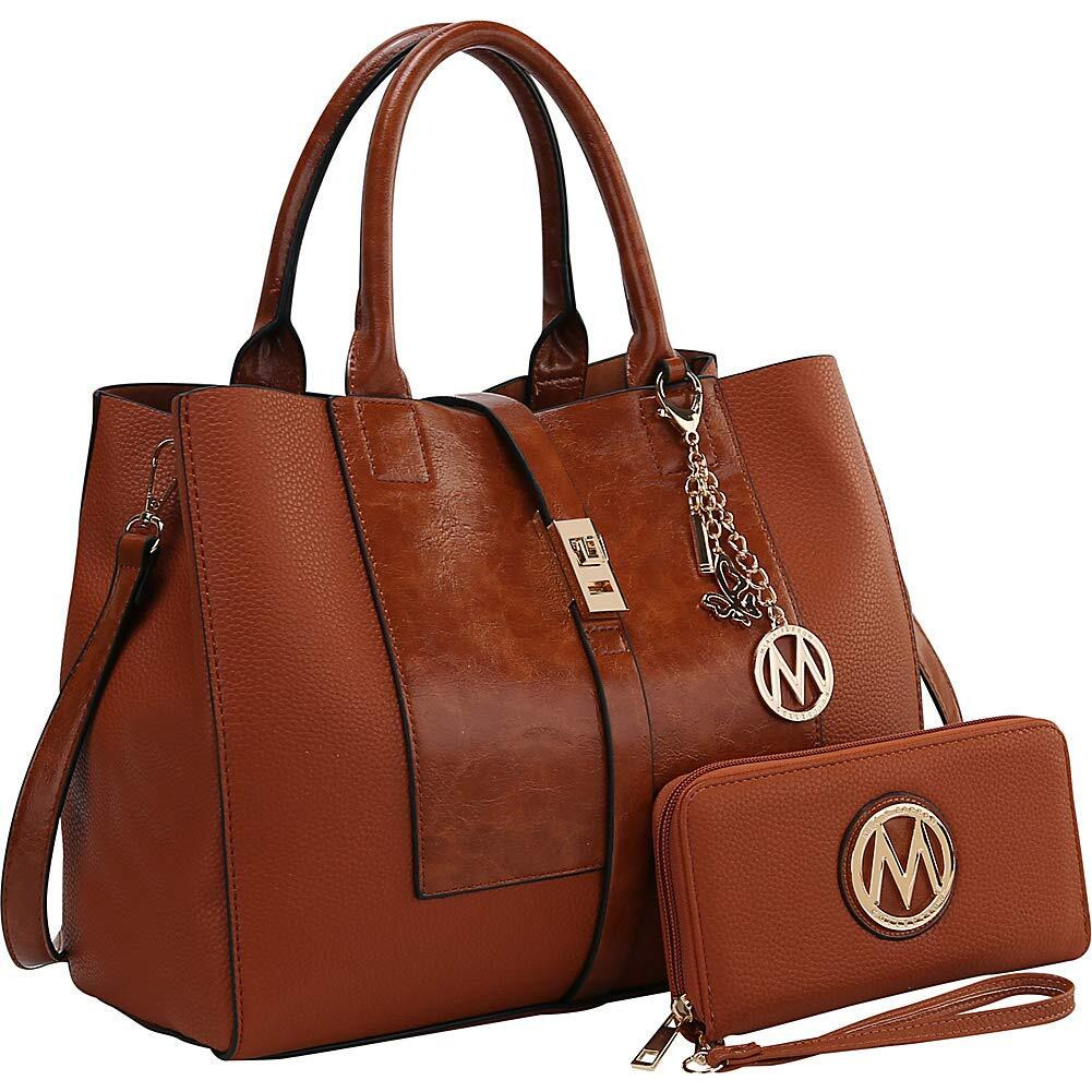 MKF Collection by Mia K. Farrow Yola Satchel with Wallet (Cognac Brown)