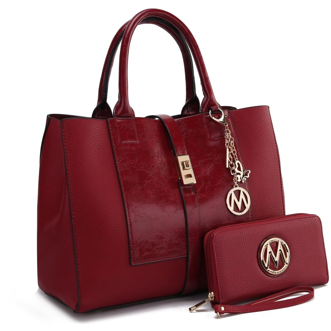 MKF Collection by Mia K. MKF-X405WN Yola Satchel Bag with Wallet Wine