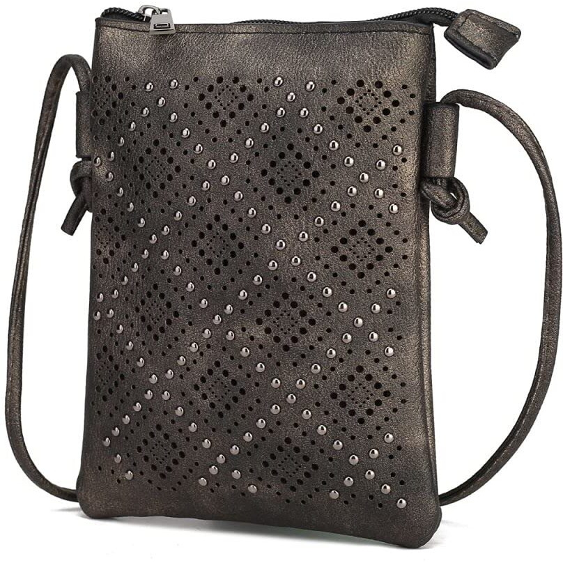 MKF Collection by Mia K. MKF-HG206BK Leysha Crossbody Bag, Charcoal & Black