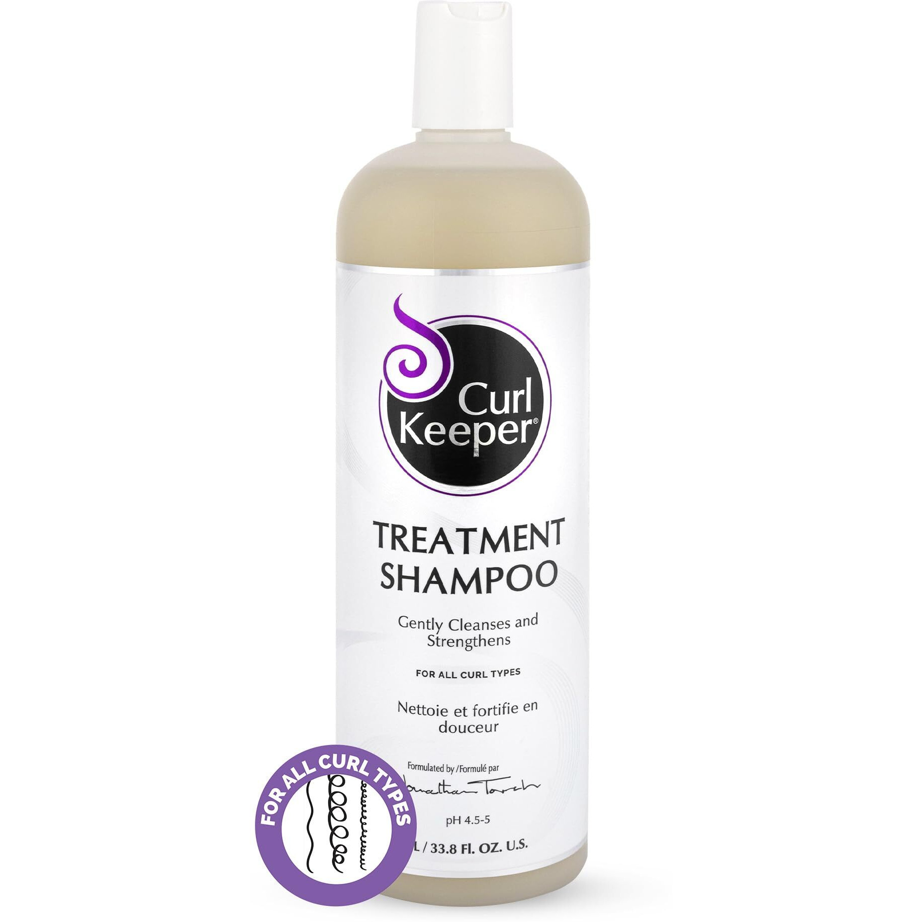 Curl Keeper Treatment Shampoo for Curly Hair, 33.8 Fl Oz - Daily Hair Shampoo Gently Cleanses & Strengthens All Curl Types - Rebuilds & Restores Damaged Hair - Water Based & Sulfate Free Shampoo
