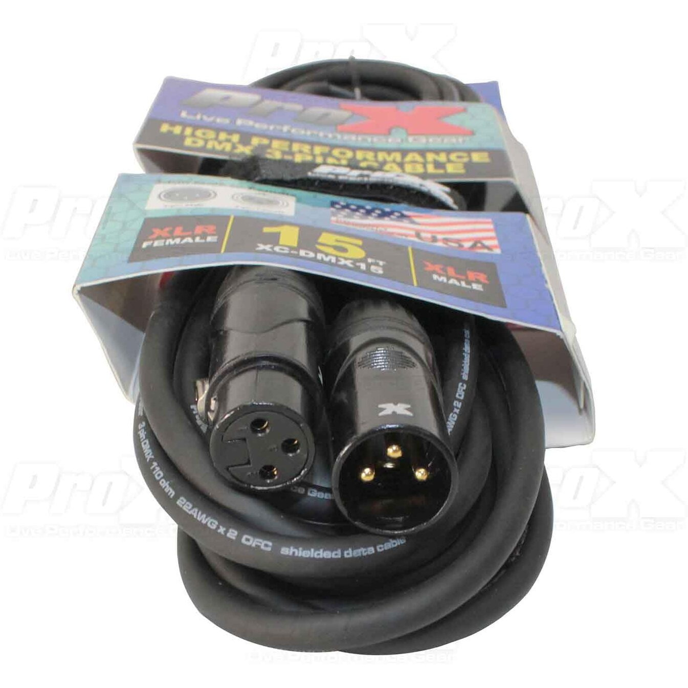 Prox XC-DMX15, DMX XLR3-M to XLR3-F High Performance Cable - 15 Feet