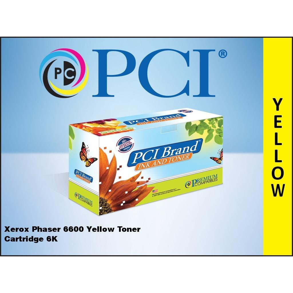 PCI Brand Compatible Toner Cartridge Replacement for Xerox 106R02243 Phaser 6600 WC 6605 Yellow Toner Cartridge 6K Yield