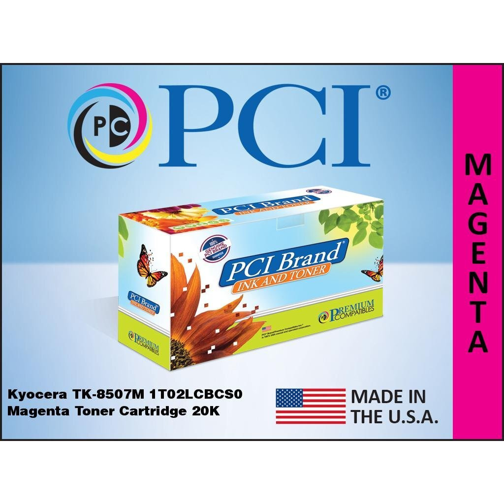 PCI Brand Compatible Toner Cartridge Replacement for Kyocera TK8507M 1T02LCBCS0 Magenta Toner Cartridge 20K Yield