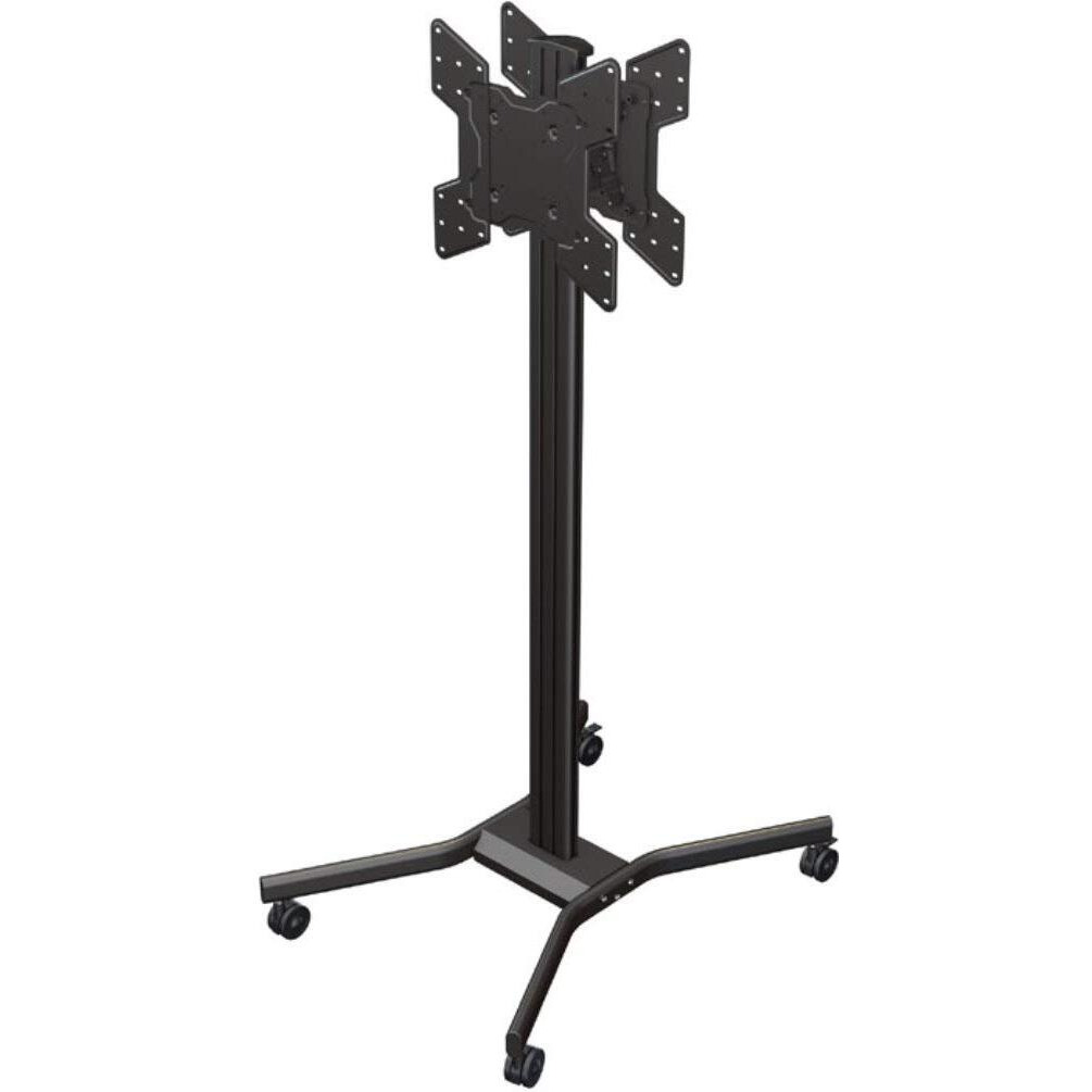 Crimson AV M55DV Mobile Back-to-Back Display Cart with Height and Tilt Adjustment for 32" to 55" LED, LCD, or Plasma Displays, Black 200lb (90kg) Mount Weight Capacity Dual Screens Supported