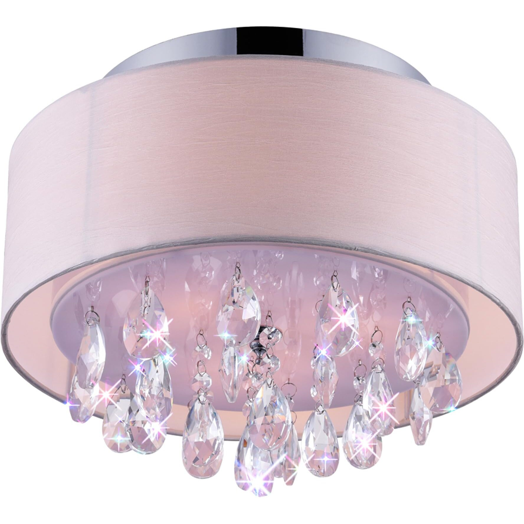 CWI Lighting Dash 3 Light Drum Shade Flush Mount with Chrome Finish Fom