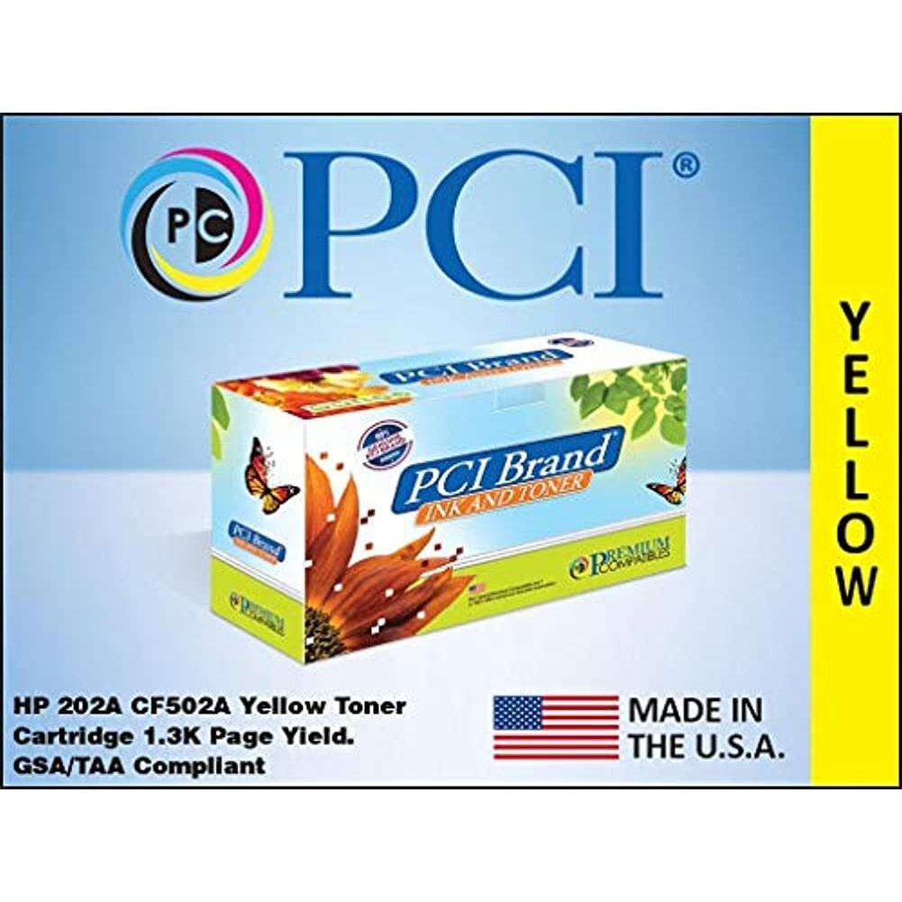 PCI Brand Remanufactured Toner Cartridge Replacement for HP 202A CF502A Yellow Toner Cartridge 1.3K Yield