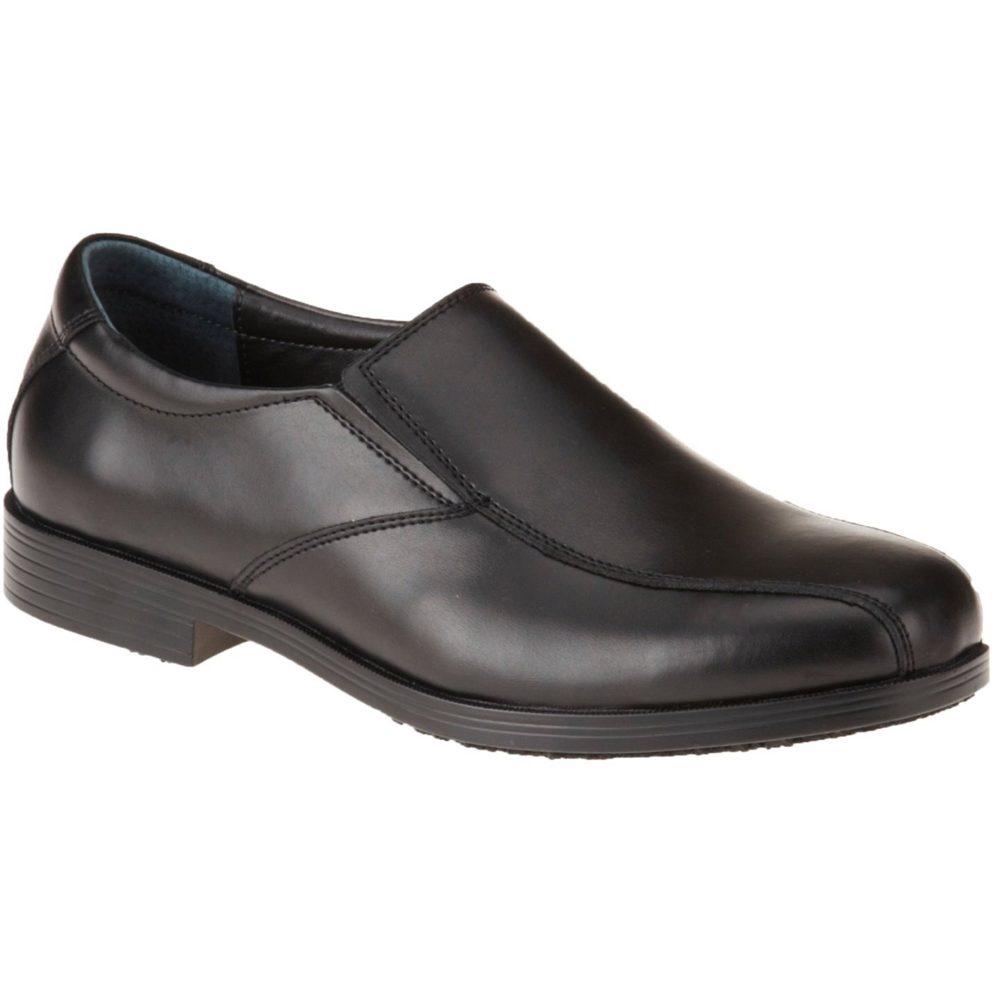Genuine Grip Footwear Men's Slip-Resistant Slip-on Dress Loafers,Black Leather,8 W US